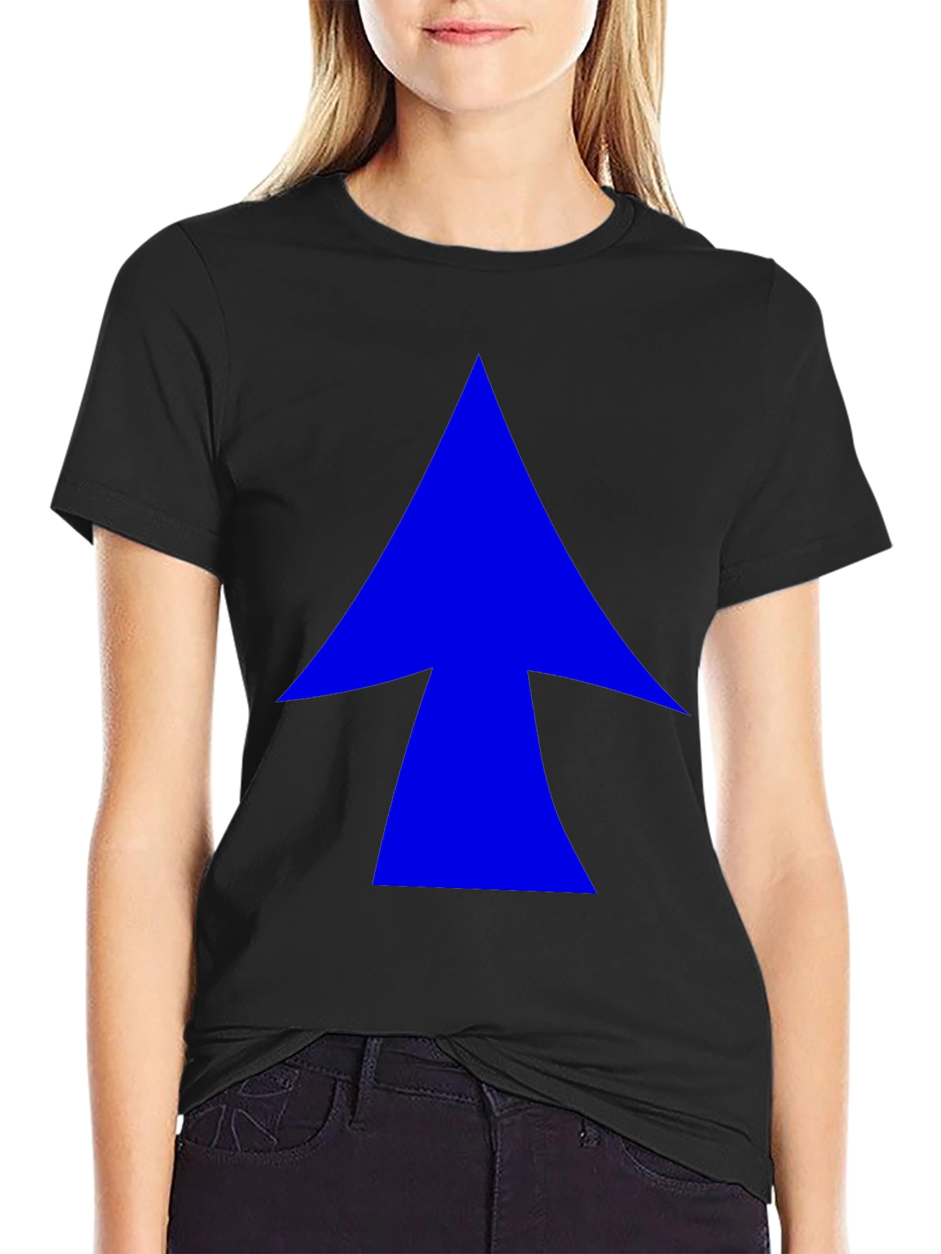 Blue Arrow Graphic Black T-Shirt - Casual Style