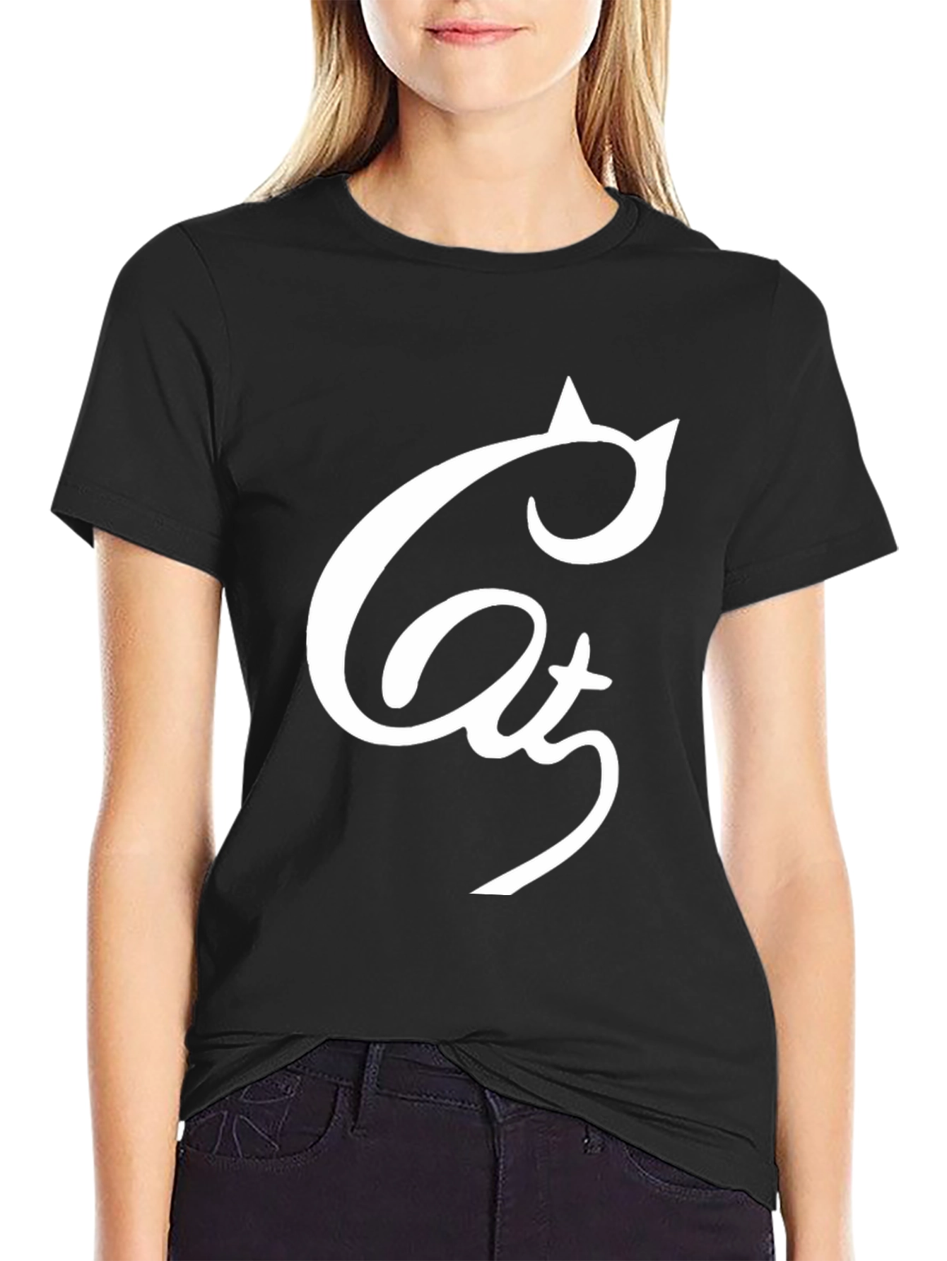 Cat Graphic Black T-Shirt