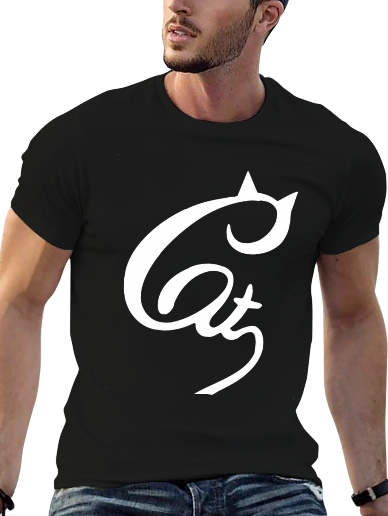 Cat Graphic Black T-Shirt