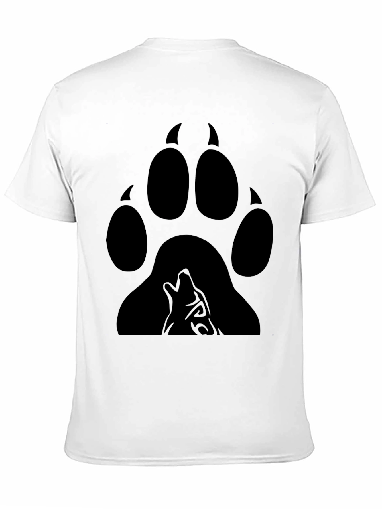 Wolf Paw Print Graphic Tee - Black Cotton Blend