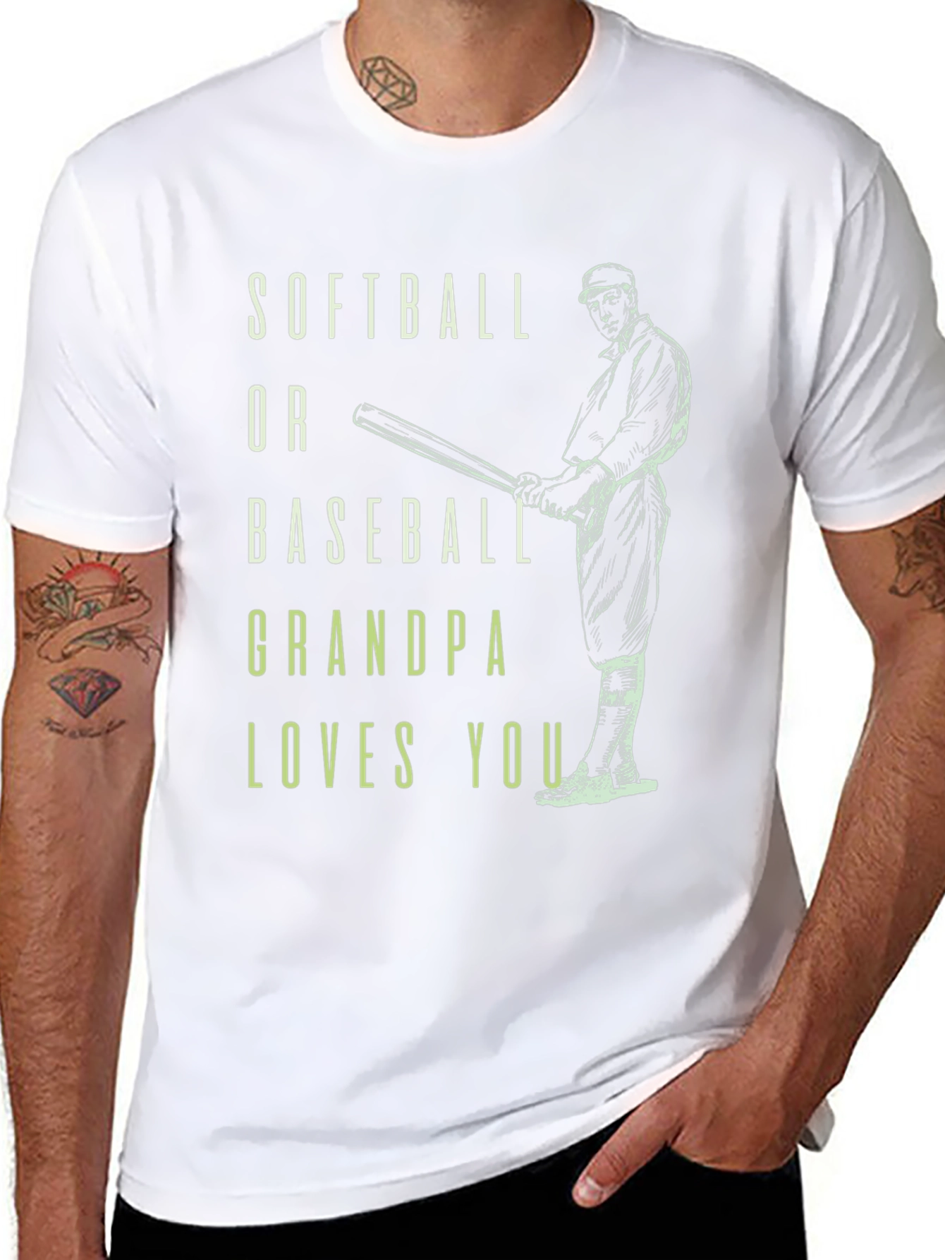 Softball or Baseball Grandpa Loves You Graphic Tee