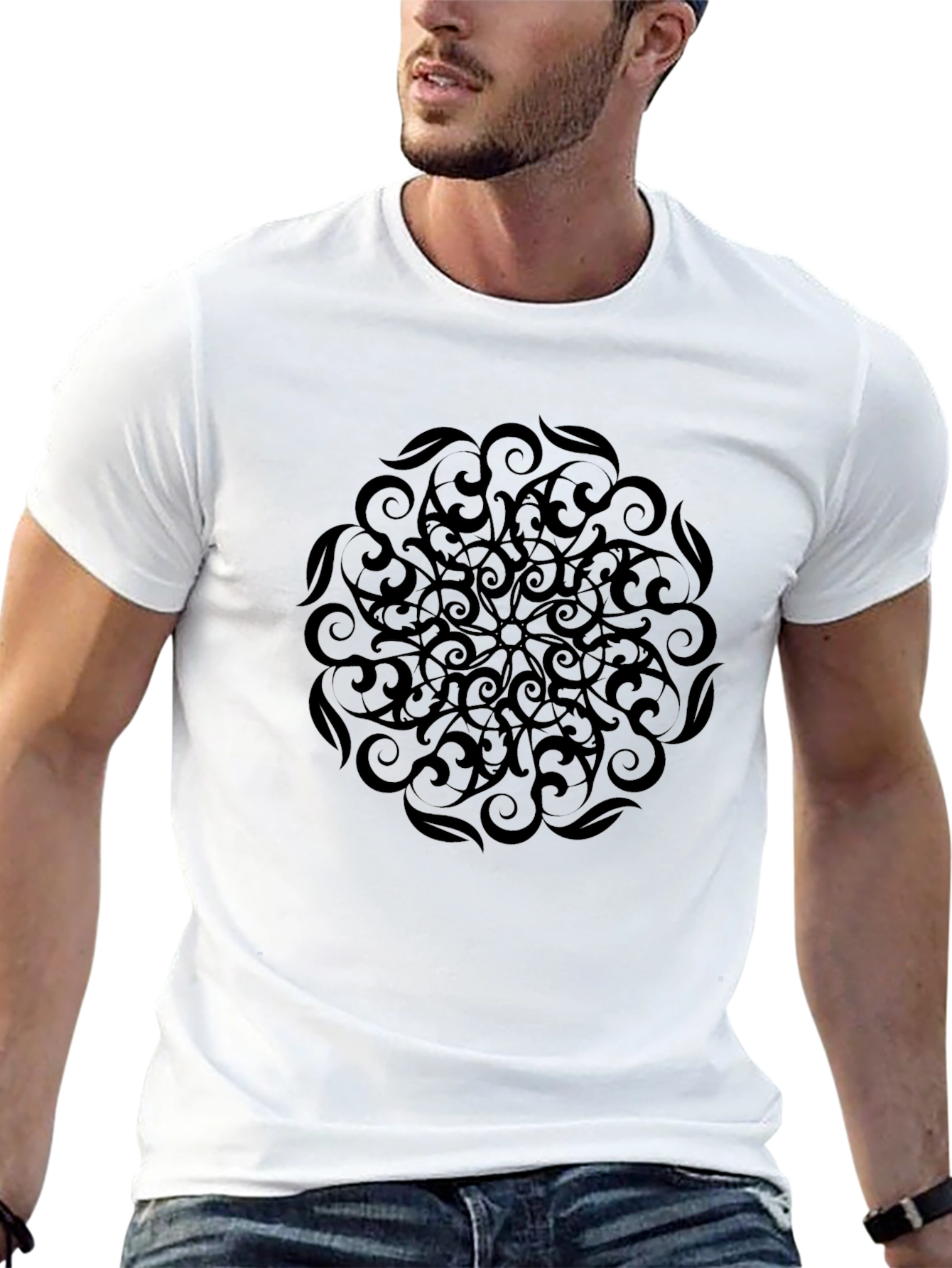 Black Mandala Graphic Tee - Stylish Mens T-Shirt