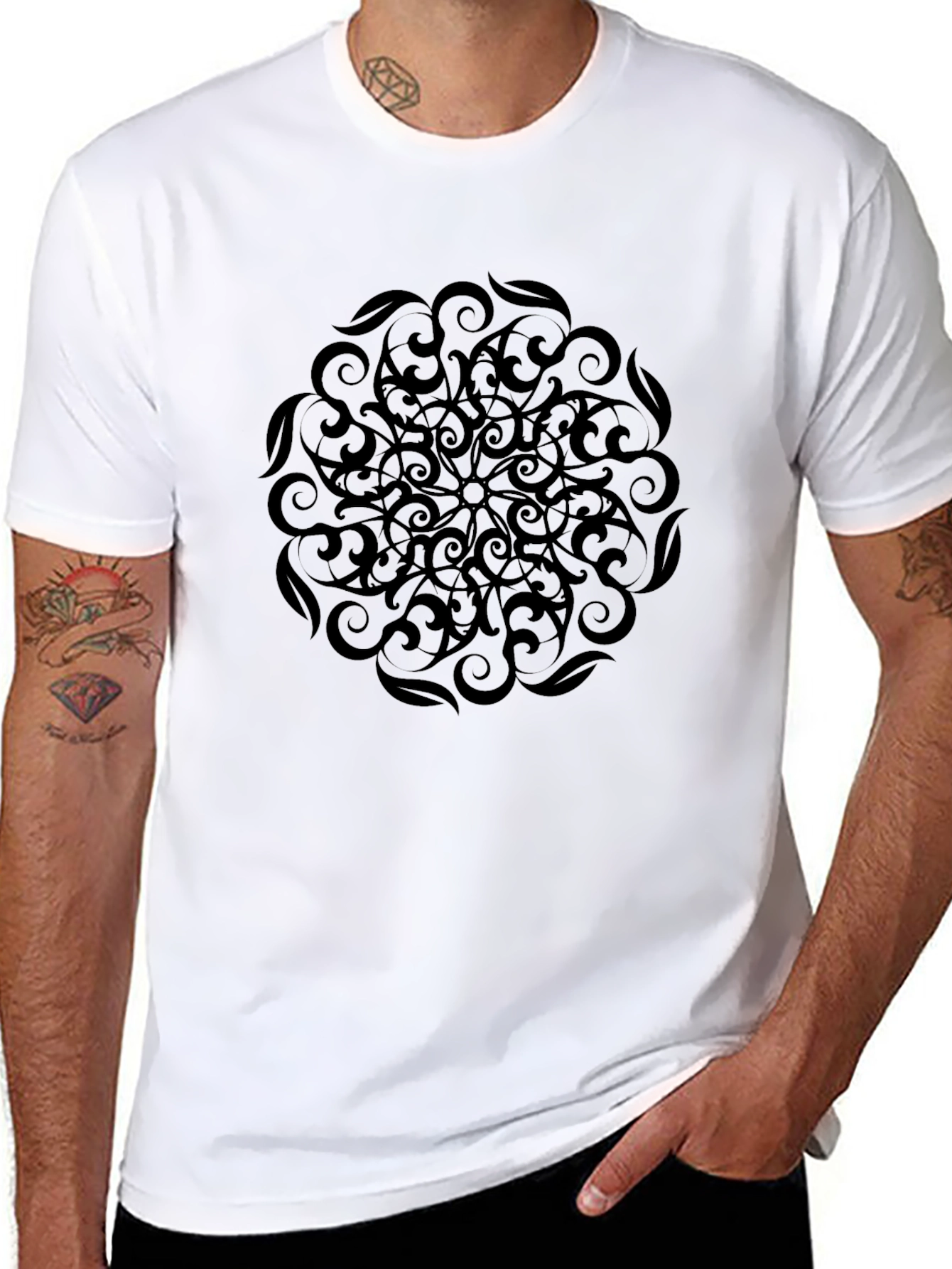Black Mandala Graphic Tee - Stylish Mens T-Shirt