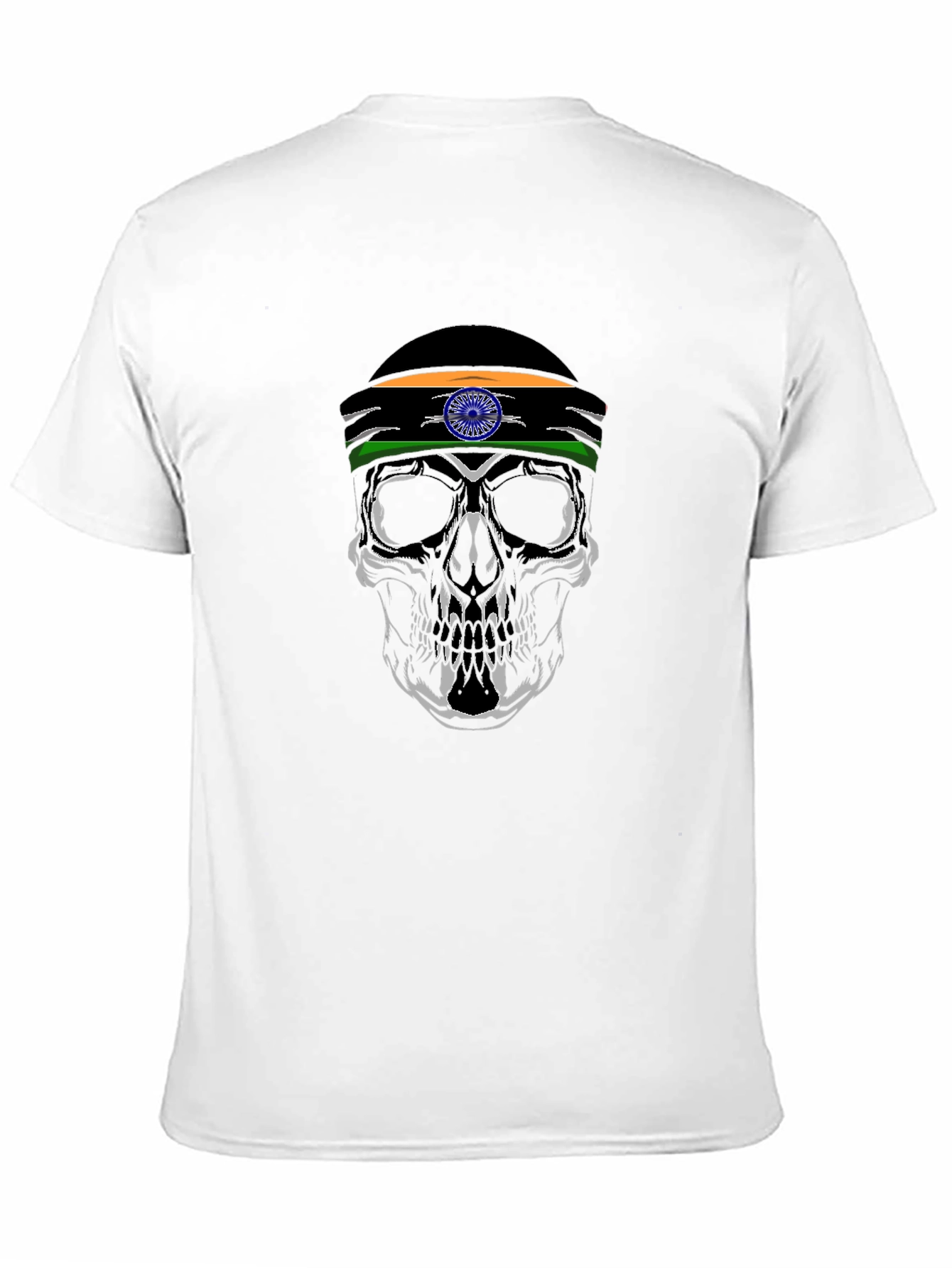 Skull with India Flag Headband - Graphic T-Shirt