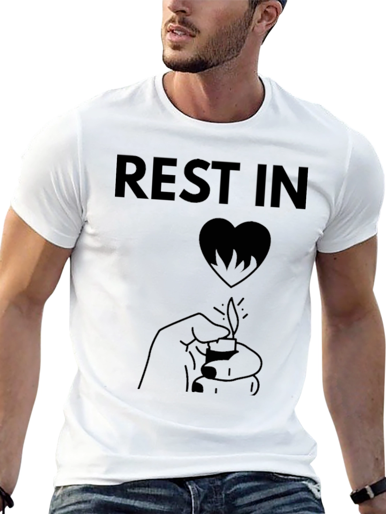 Rest In Heart Mens Black Graphic T-Shirt