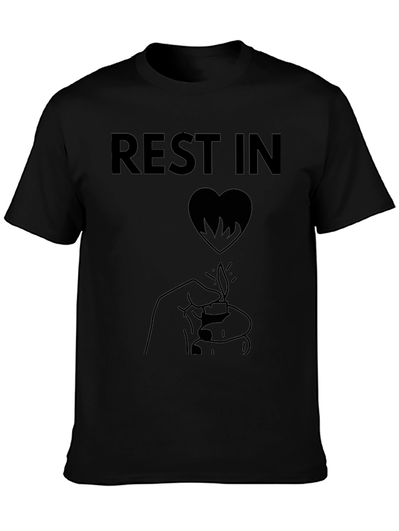 Rest In Heart Mens Black Graphic T-Shirt
