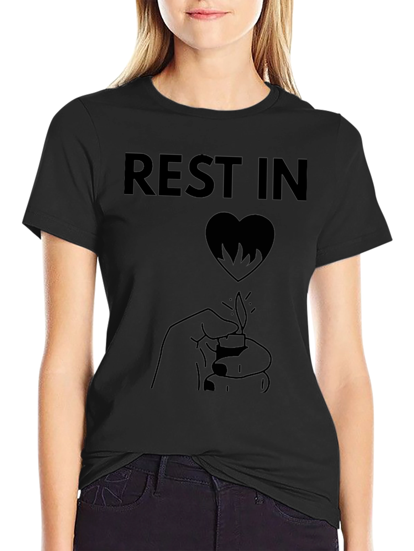Rest In Heart Mens Black Graphic T-Shirt