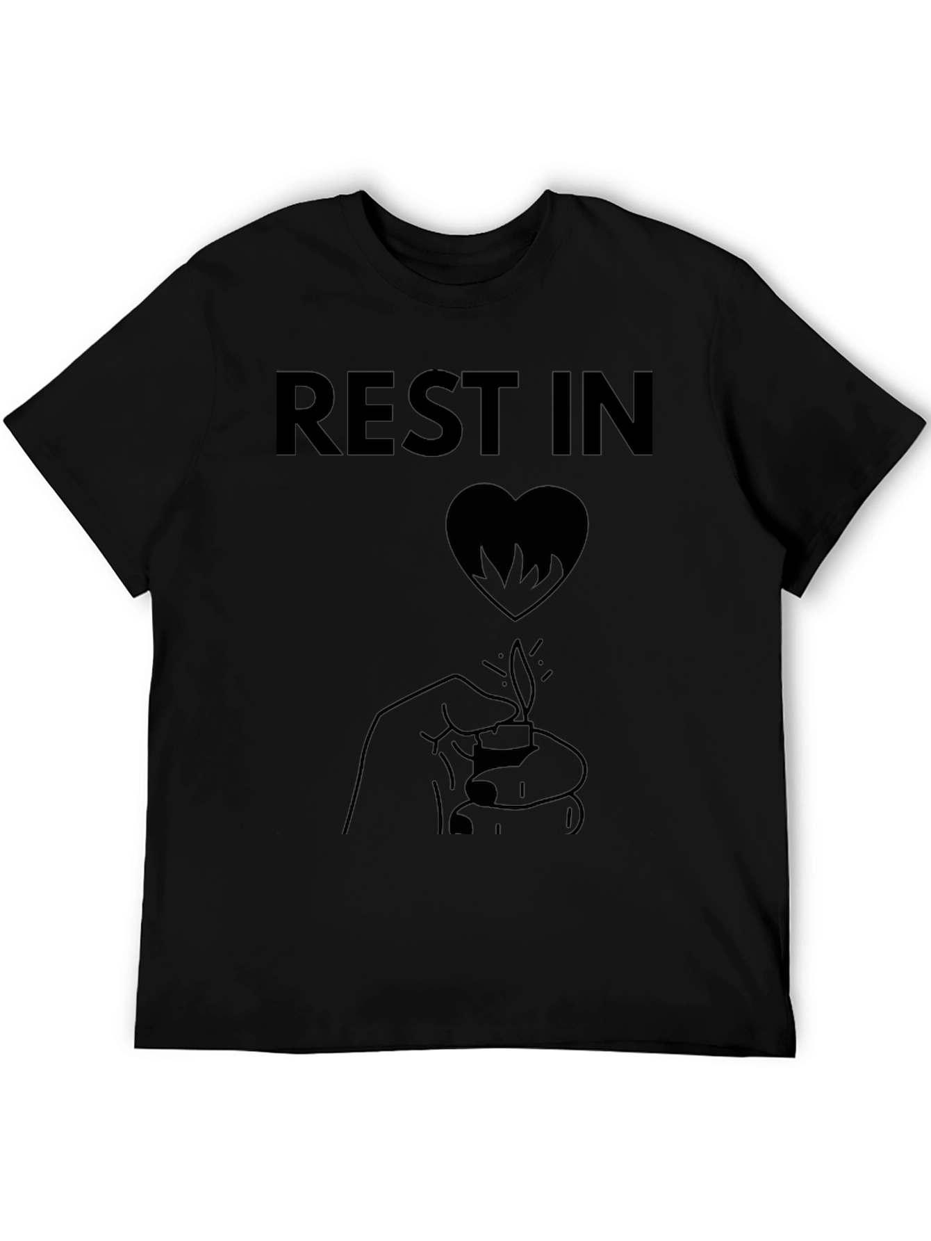Rest In Heart Mens Black Graphic T-Shirt