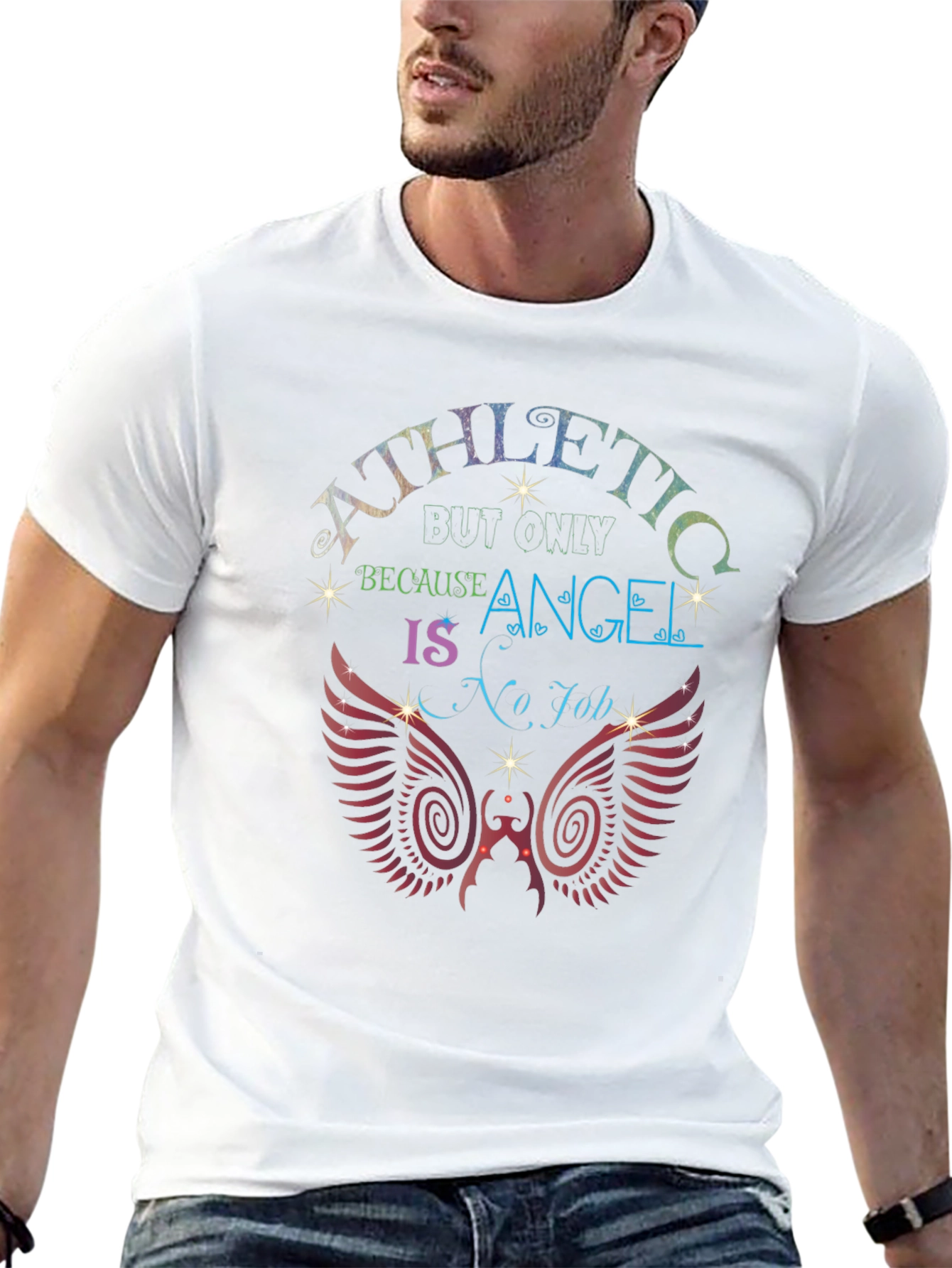 Athletic Angel Wings Graphic T-Shirt