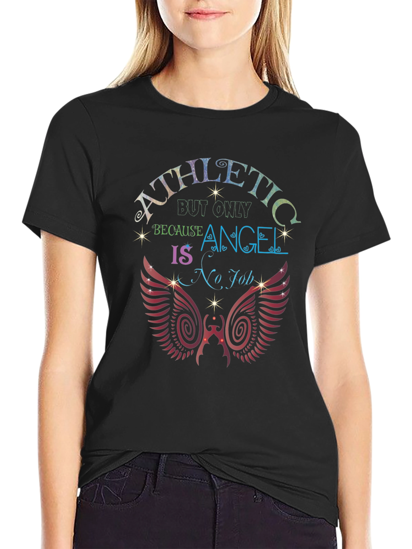 Athletic Angel Wings Graphic T-Shirt