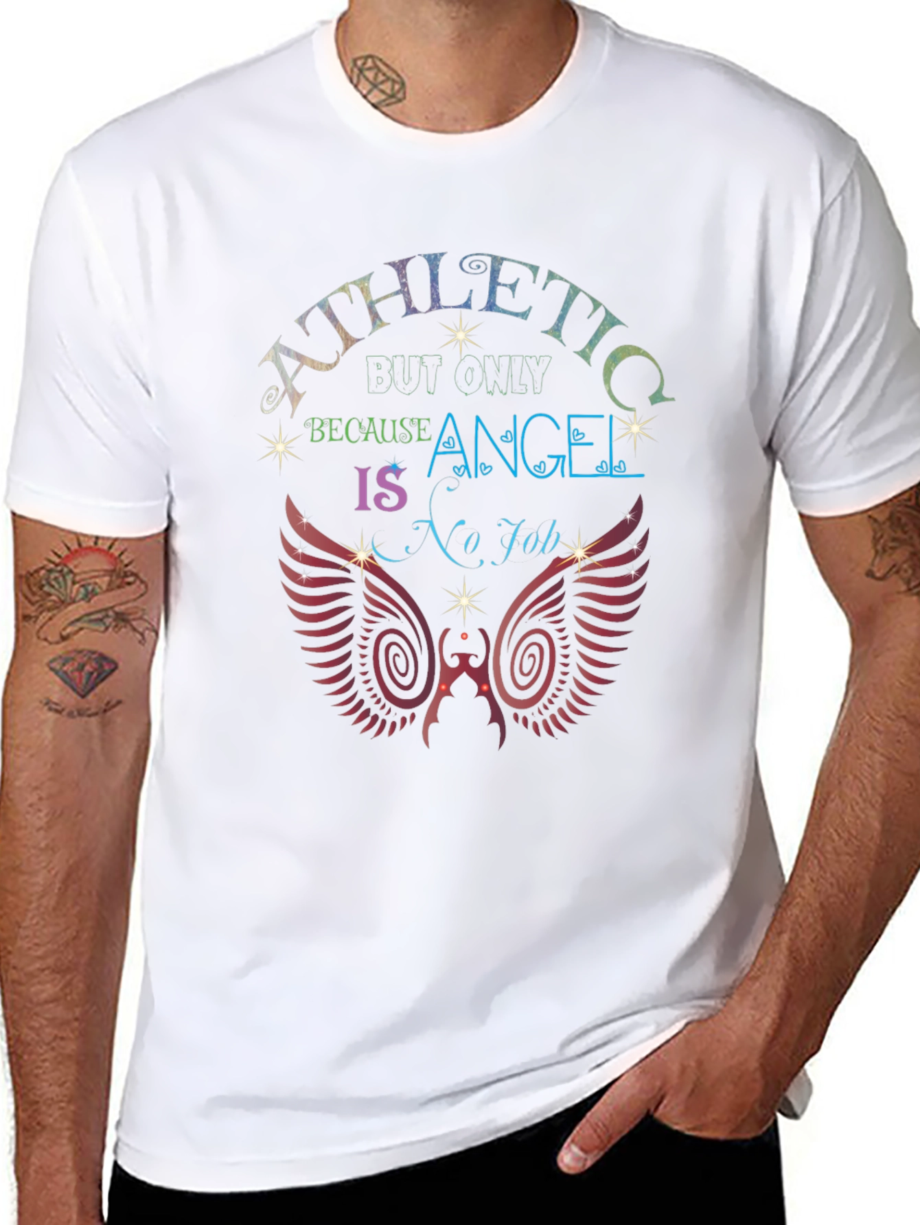 Athletic Angel Wings Graphic T-Shirt