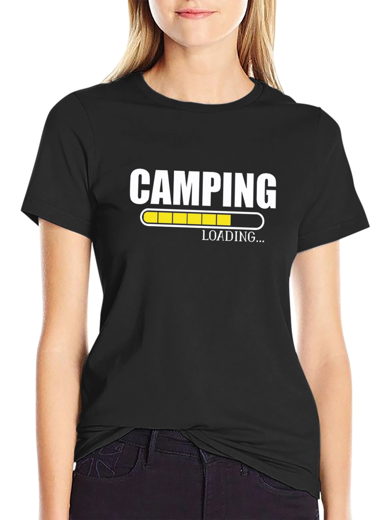 Camping Loading T-Shirt - Black Graphic Tee