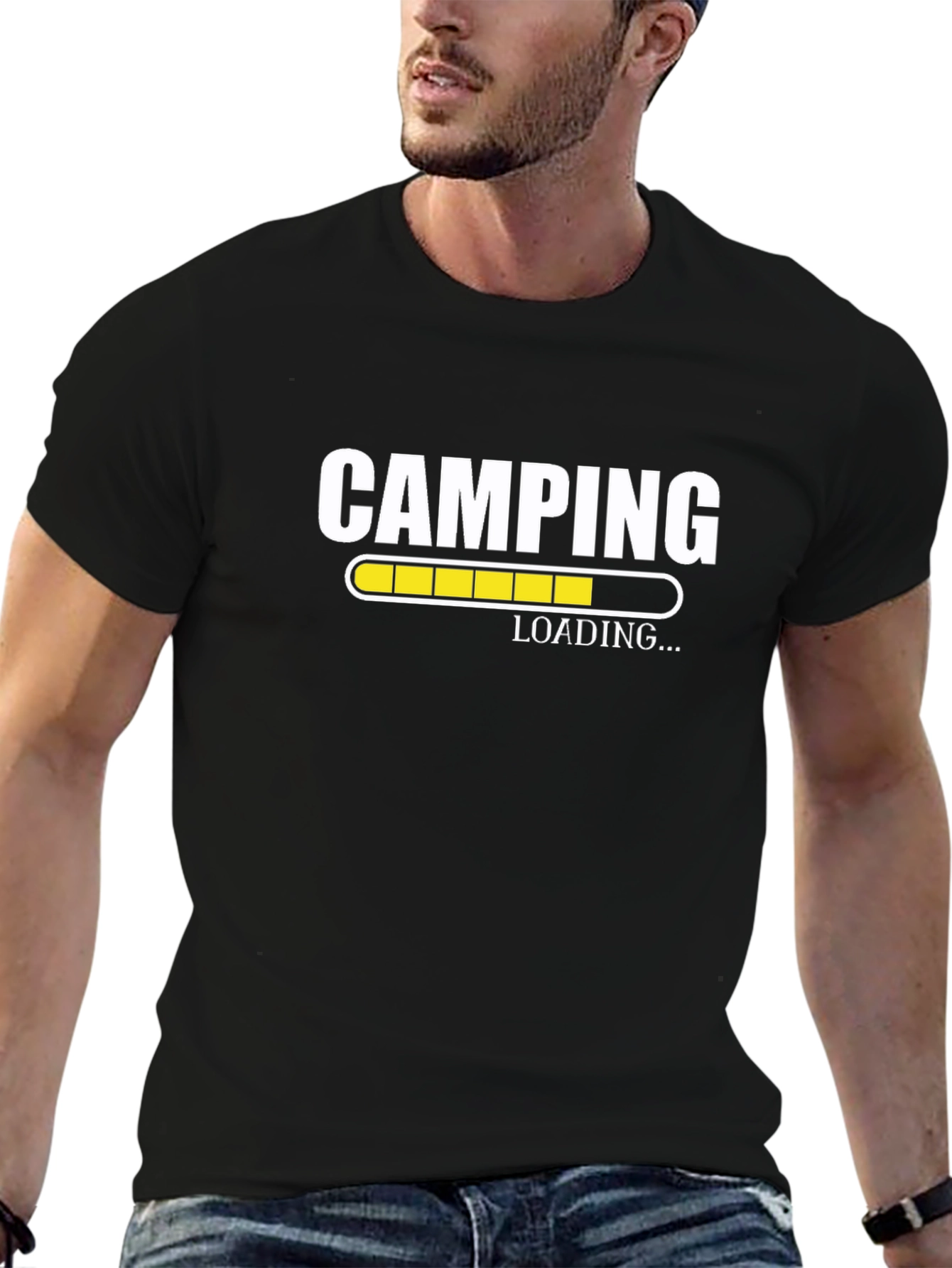 Camping Loading T-Shirt - Black Graphic Tee