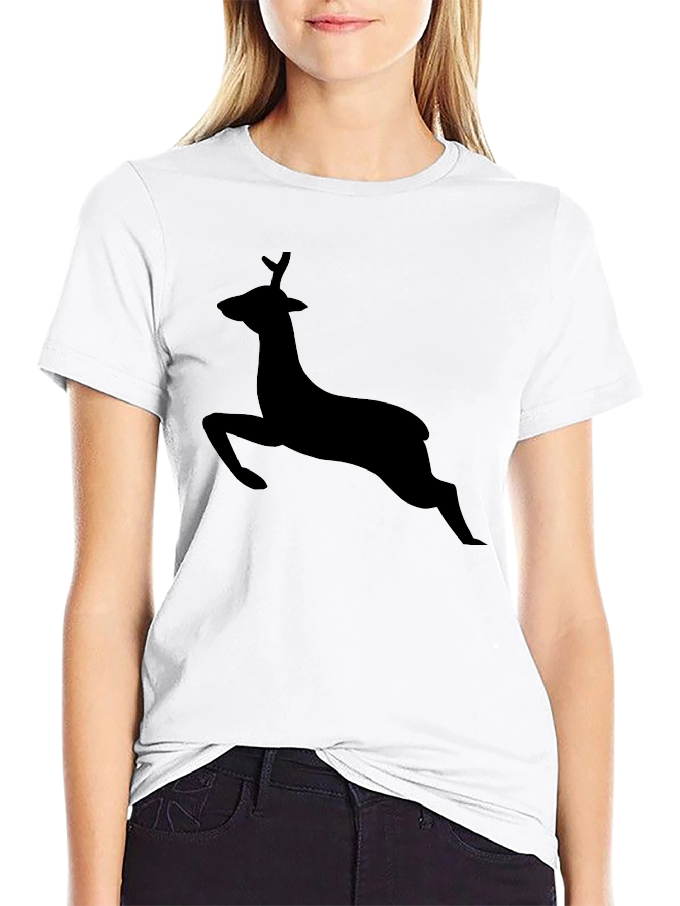 Black Deer Silhouette Graphic T-Shirt