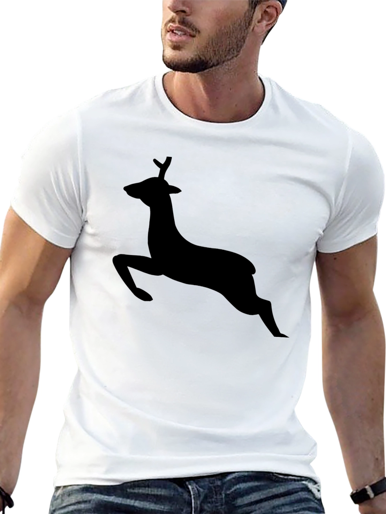 Black Deer Silhouette Graphic T-Shirt