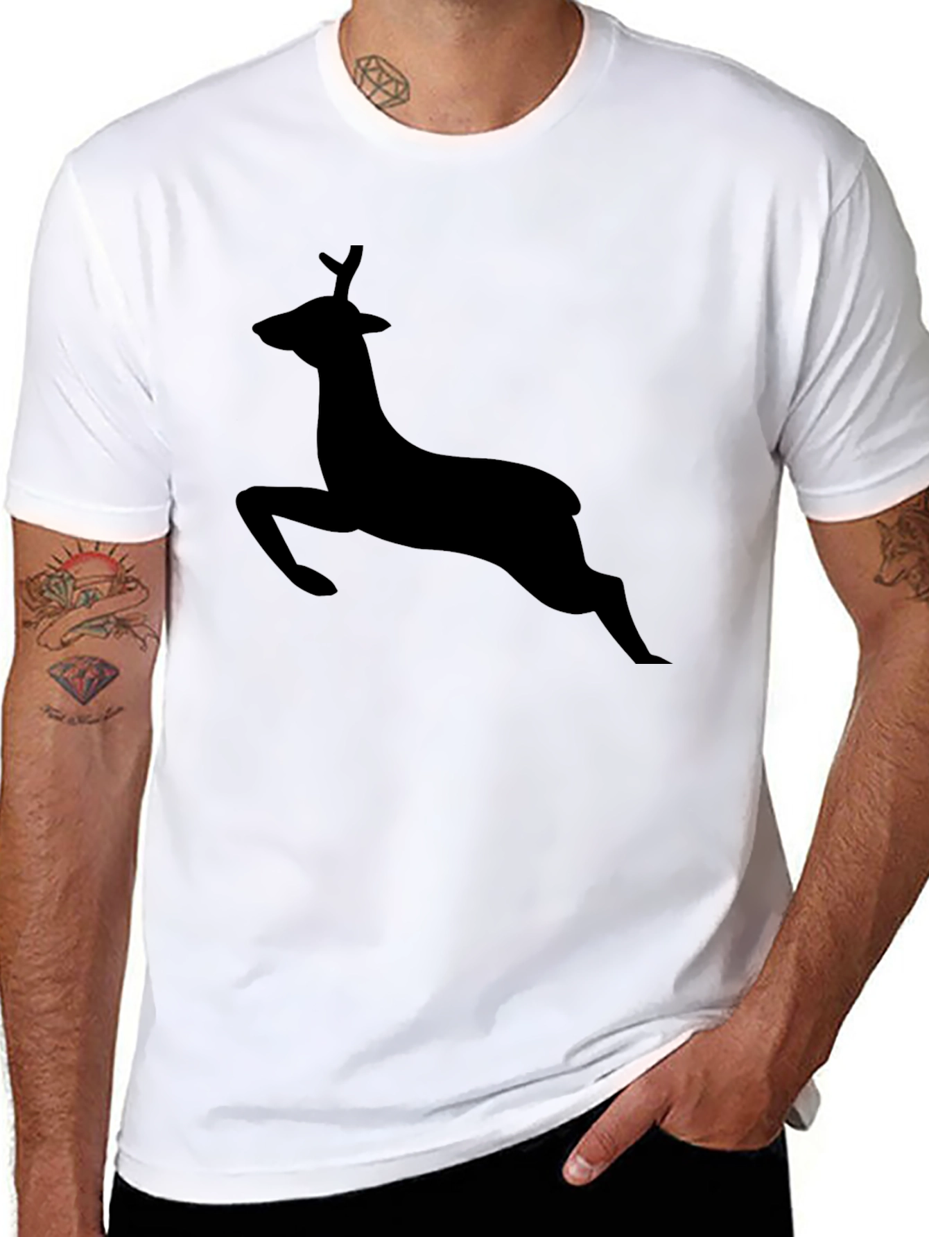 Black Deer Silhouette Graphic T-Shirt