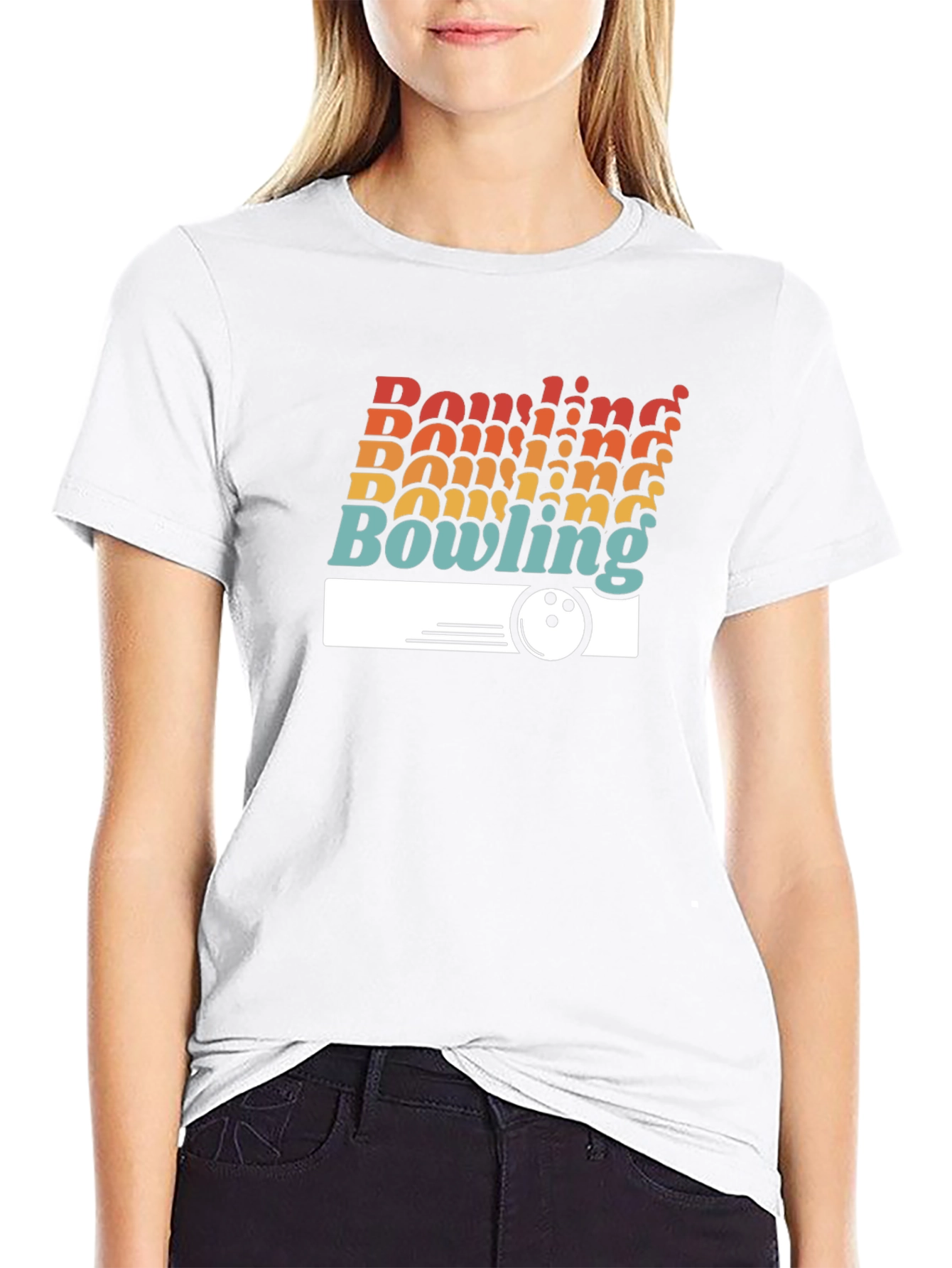 Retro Bowling Graphic T-Shirt - Black