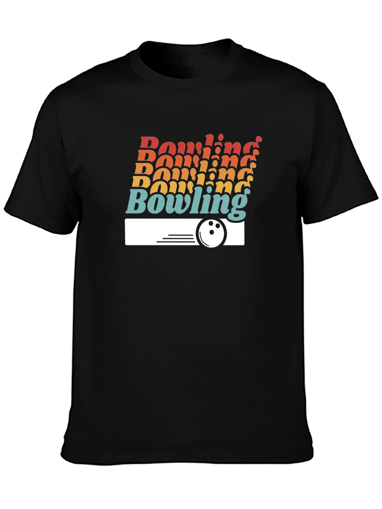 Retro Bowling Graphic T-Shirt - Black