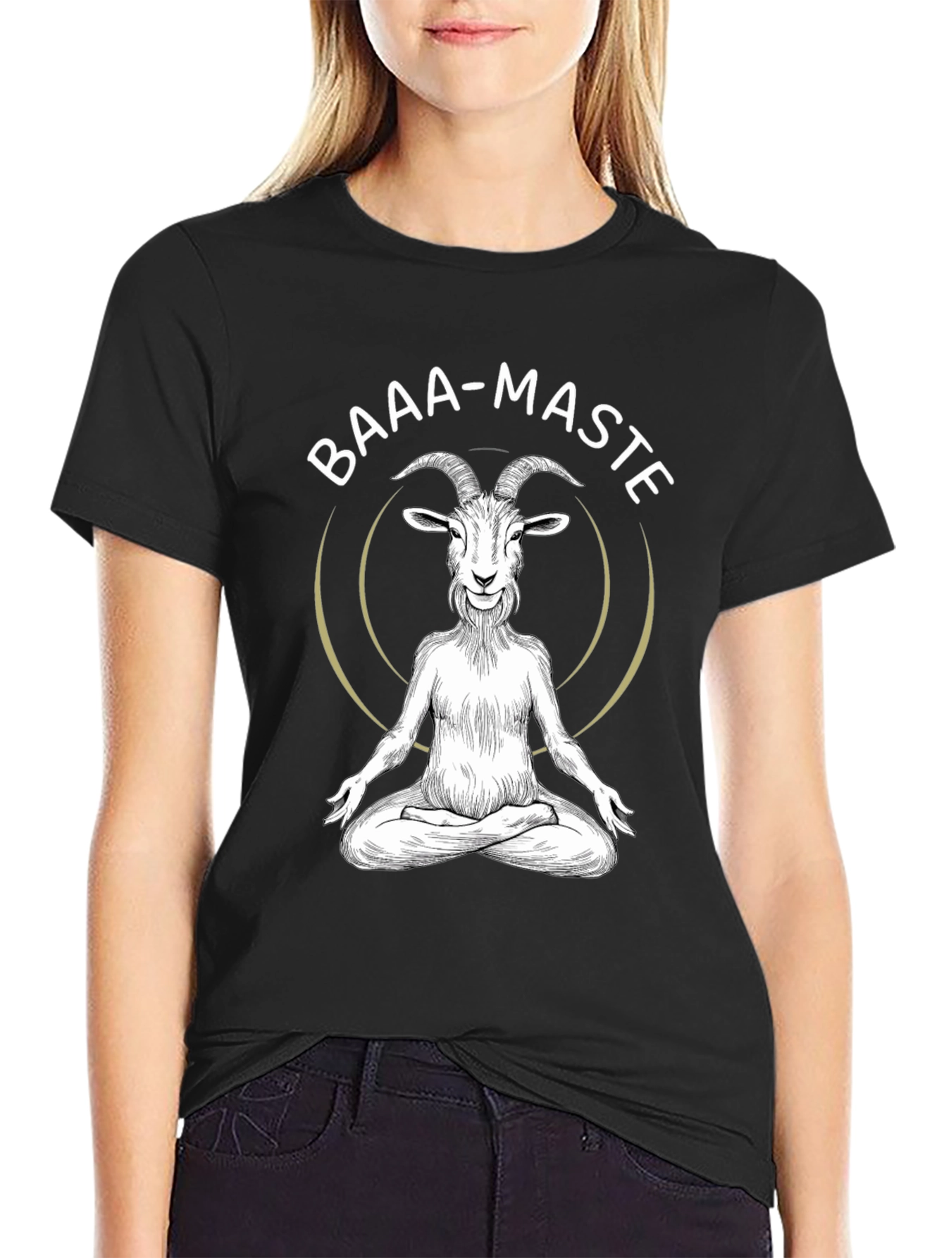 Baaa-maste Goat Yoga Black T-Shirt
