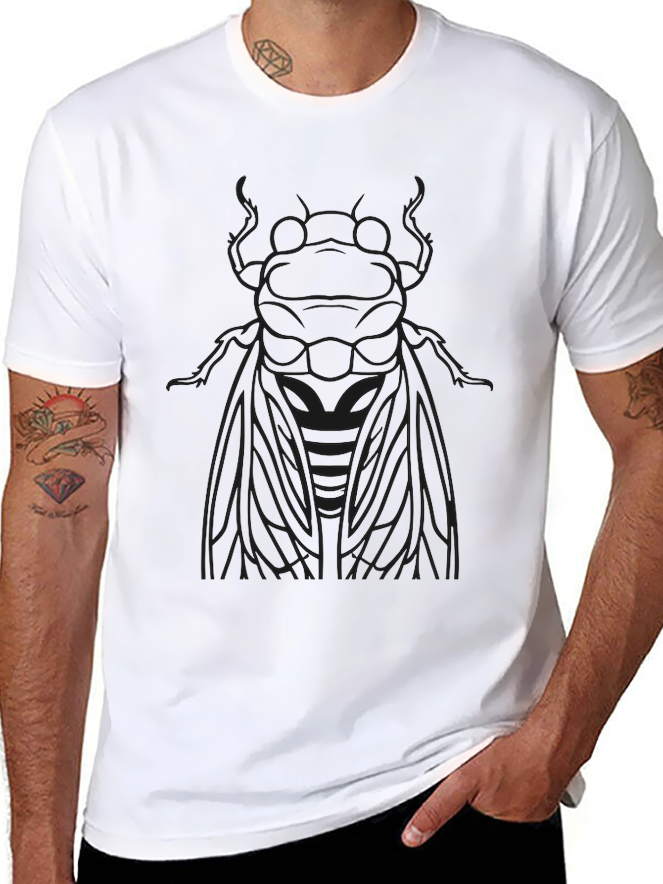 Black T-Shirt with Insect Design