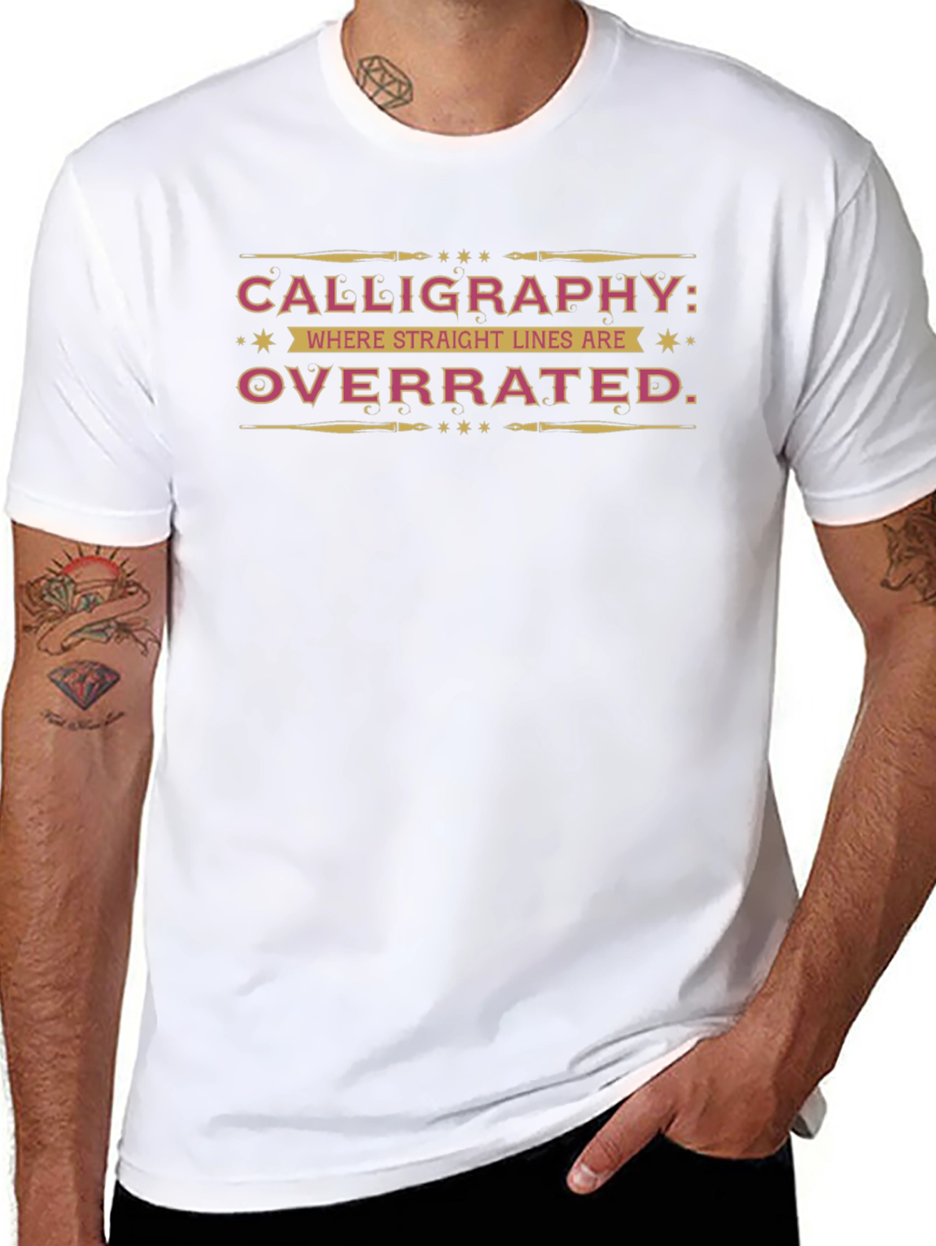 Calligraphy Overrated Lines Black Tee