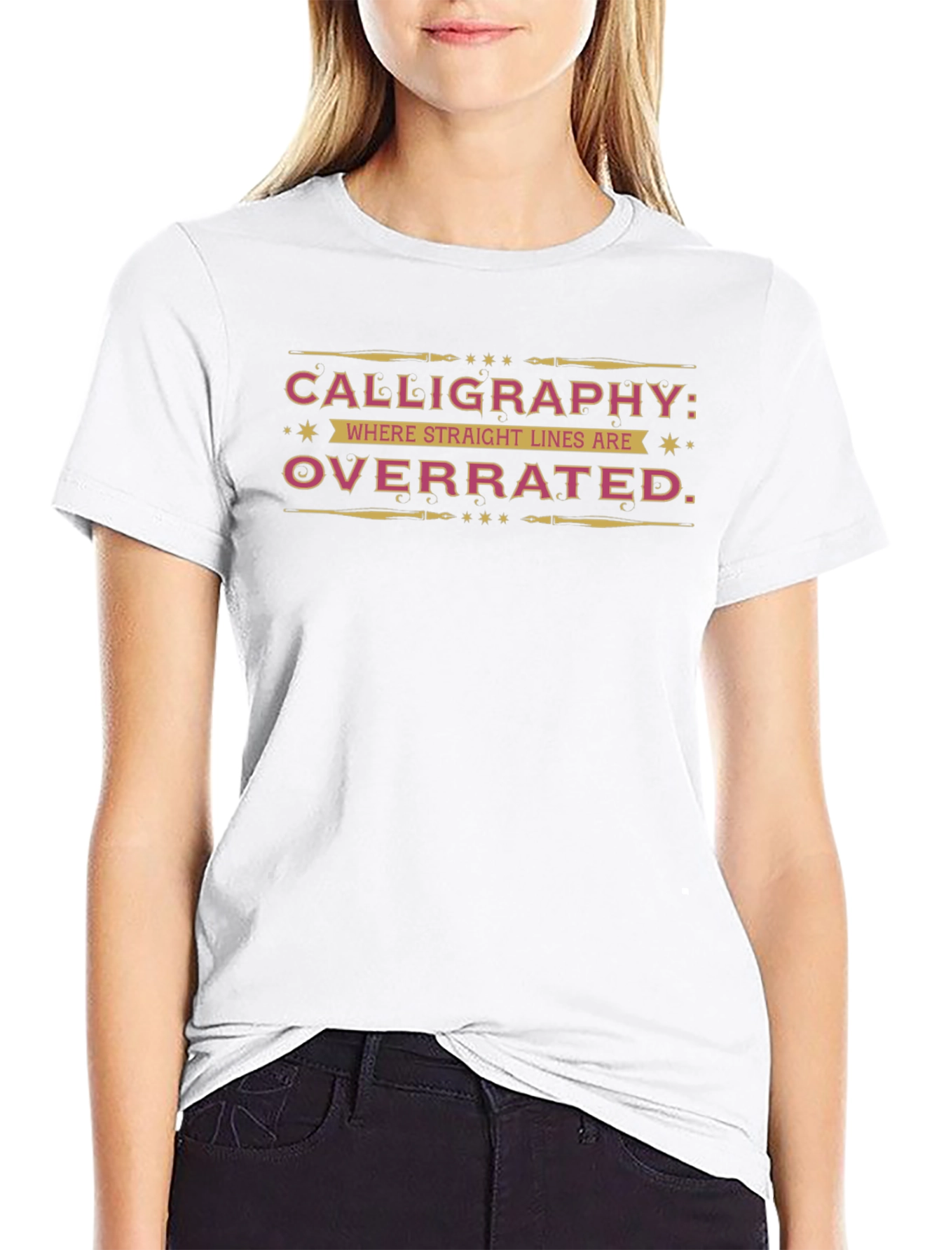 Calligraphy Overrated Lines Black Tee