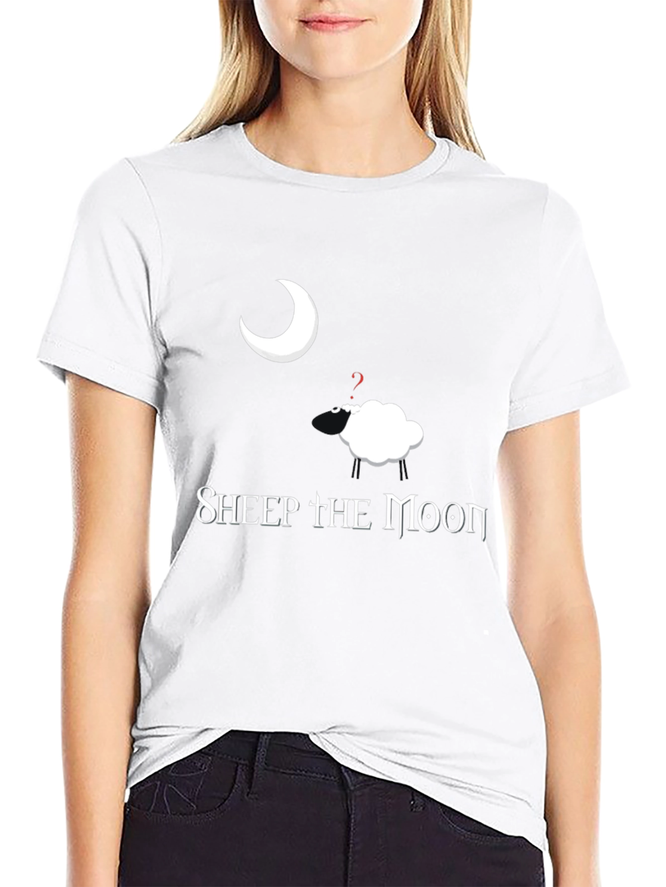 Sheep the Moon Black Graphic T-Shirt