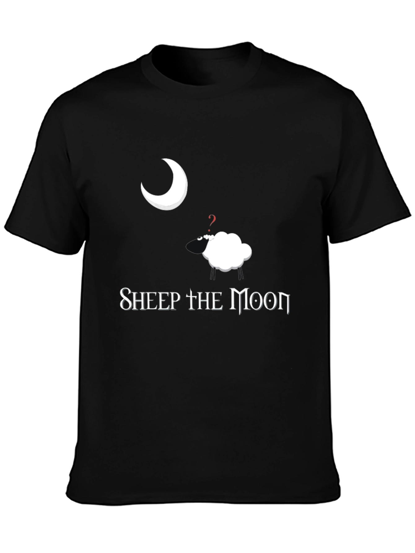 Sheep the Moon Black Graphic T-Shirt