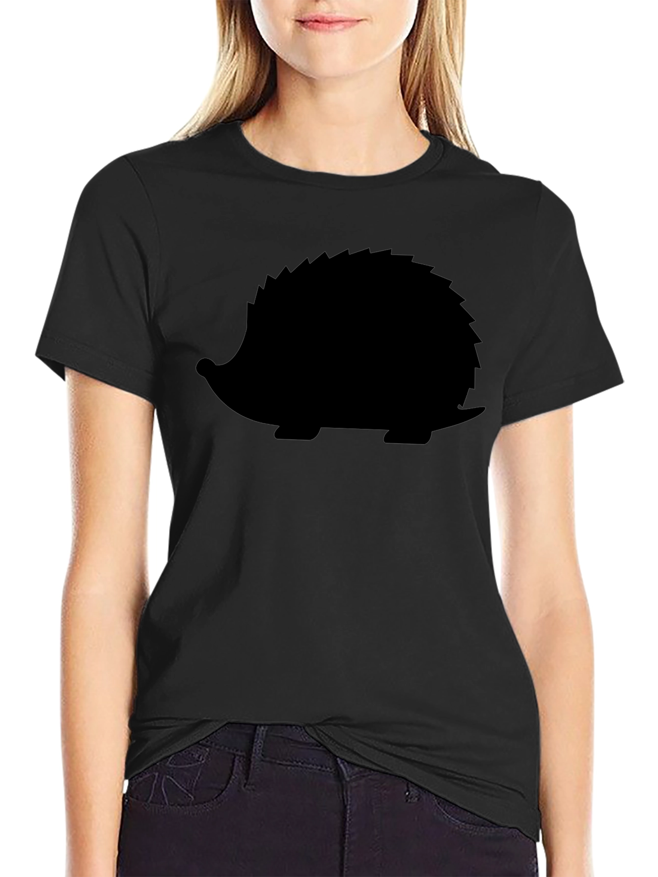 Cool Hedgehog Silhouette Black T-Shirt