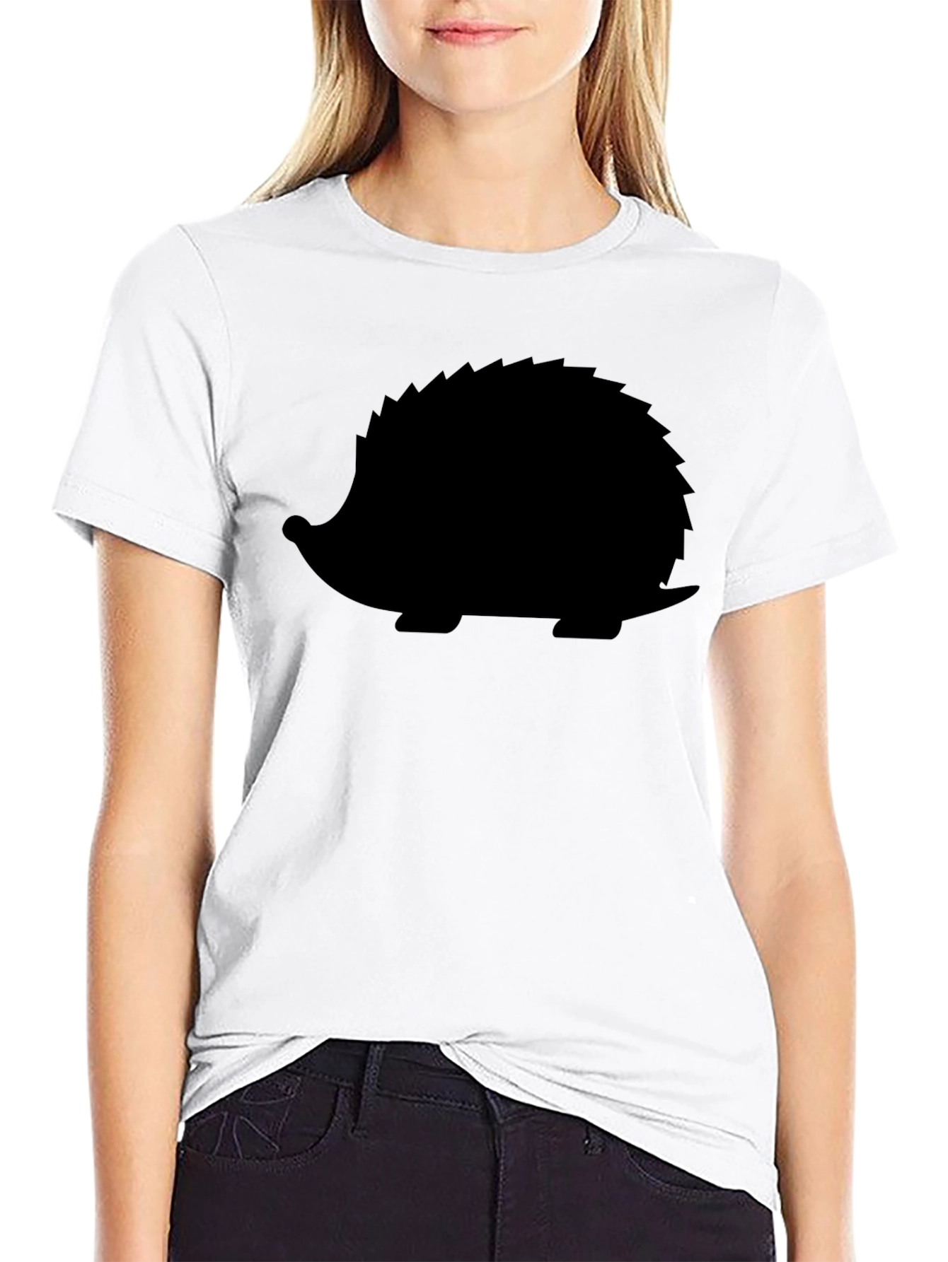 Cool Hedgehog Silhouette Black T-Shirt