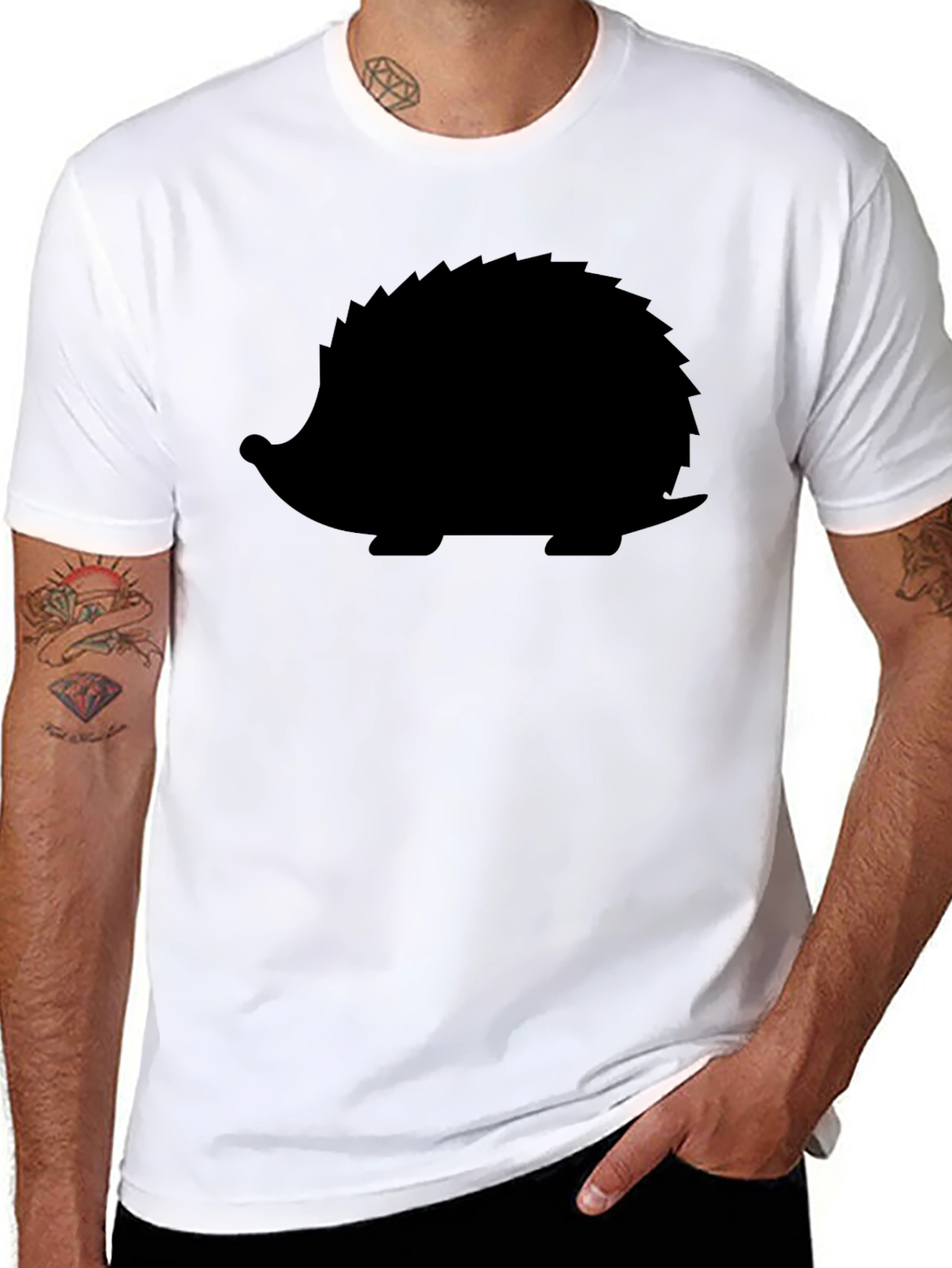 Cool Hedgehog Silhouette Black T-Shirt