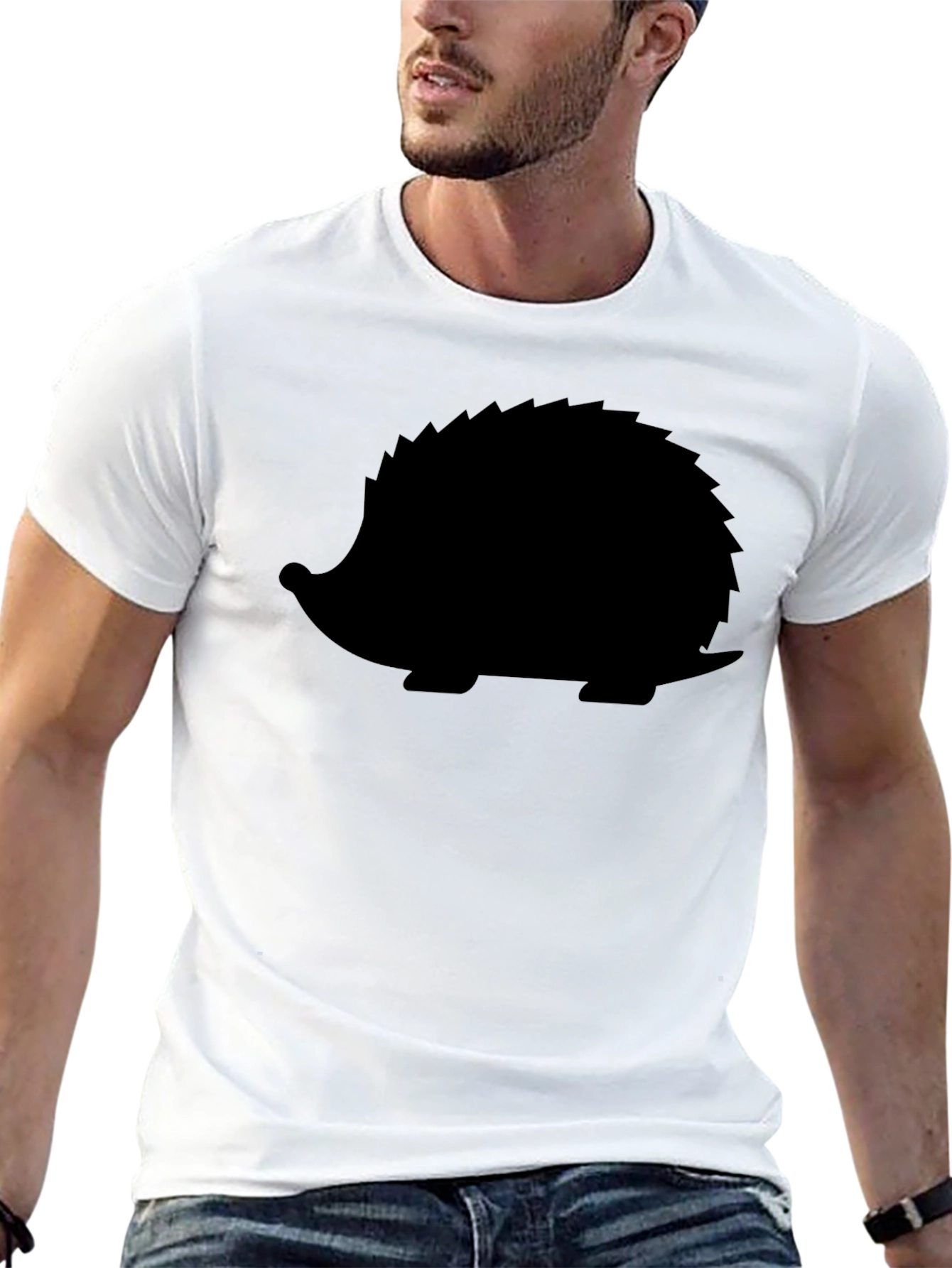 Cool Hedgehog Silhouette Black T-Shirt