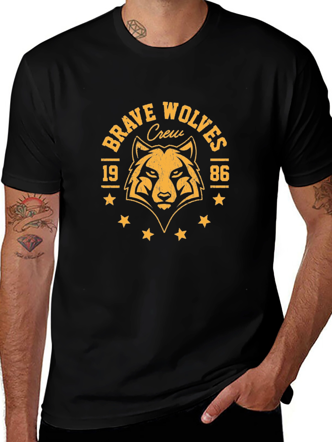 Brave Wolves Crew Graphic Tee