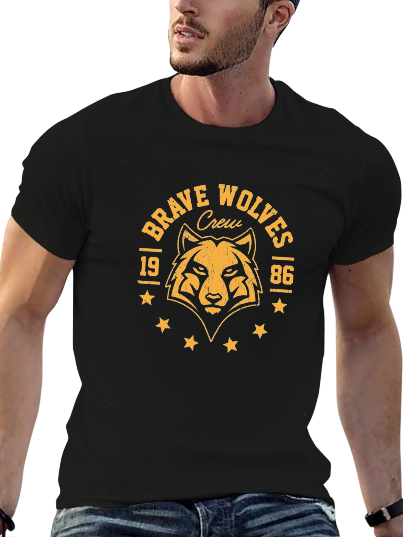 Brave Wolves Crew Graphic Tee