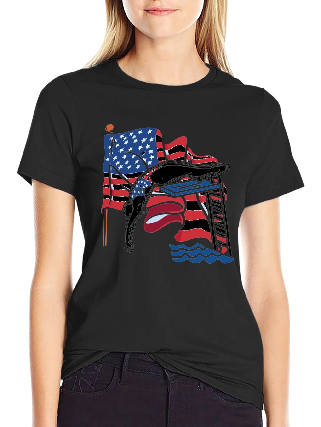 USA Diver T-Shirt - Patriotic Style