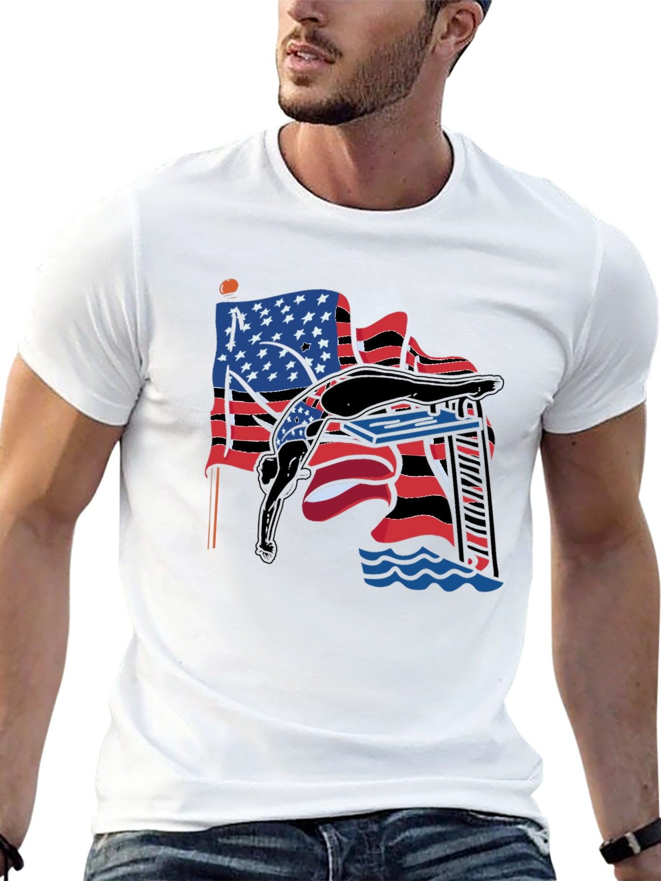USA Diver T-Shirt - Patriotic Style