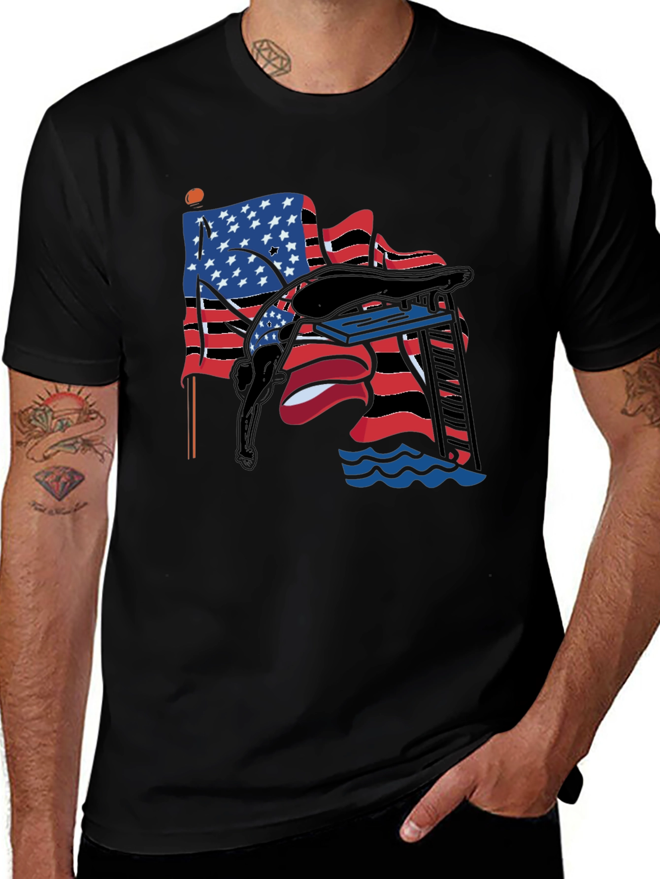 USA Diver T-Shirt - Patriotic Style