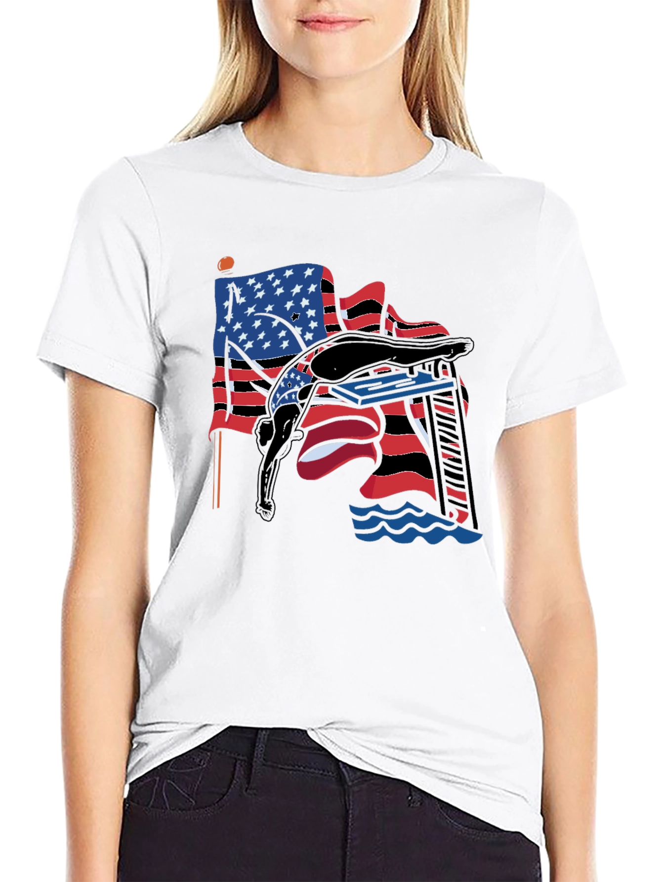 USA Diver T-Shirt - Patriotic Style