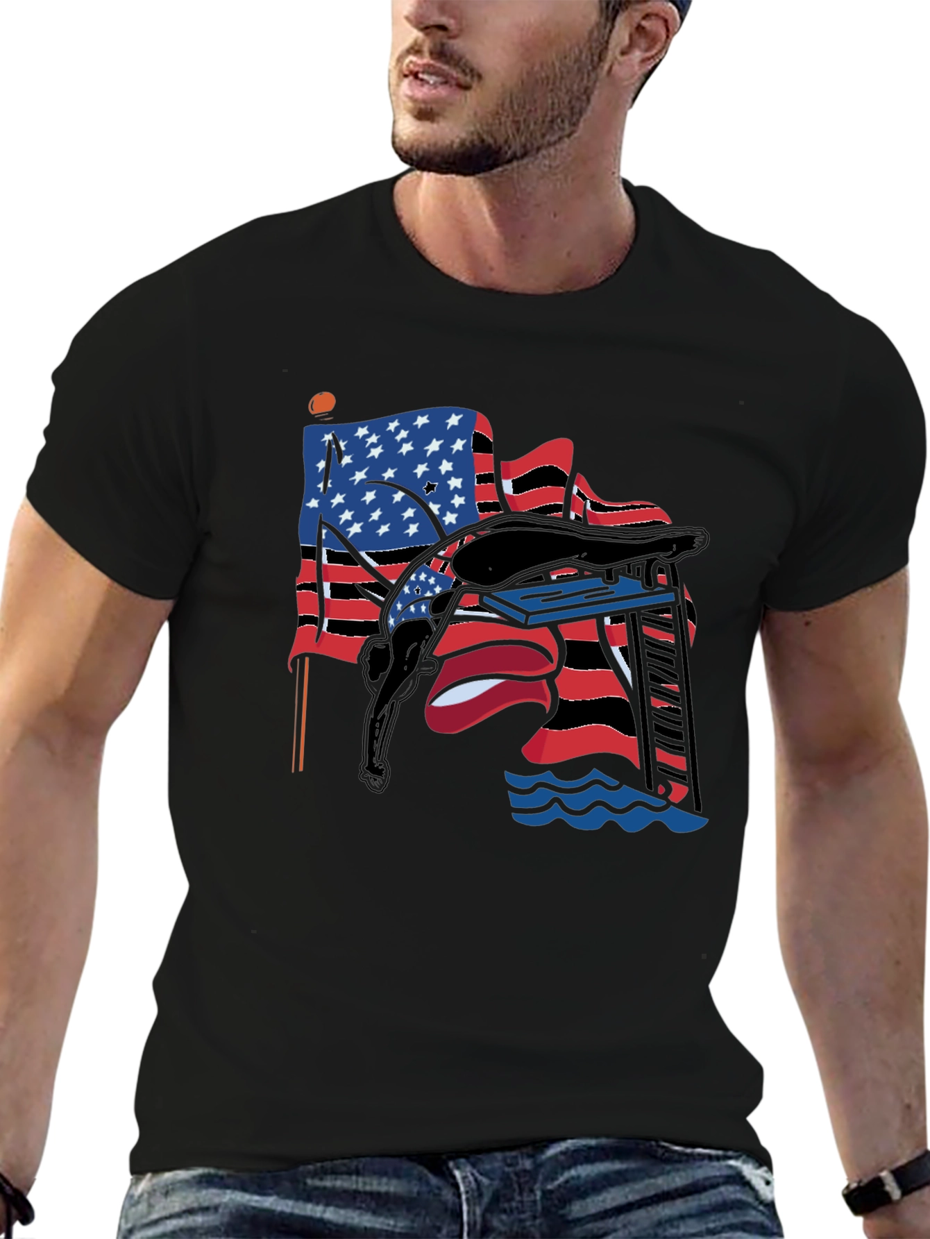 USA Diver T-Shirt - Patriotic Style