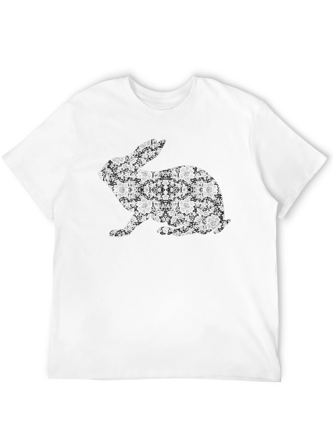 Black Floral Rabbit Graphic T-Shirt