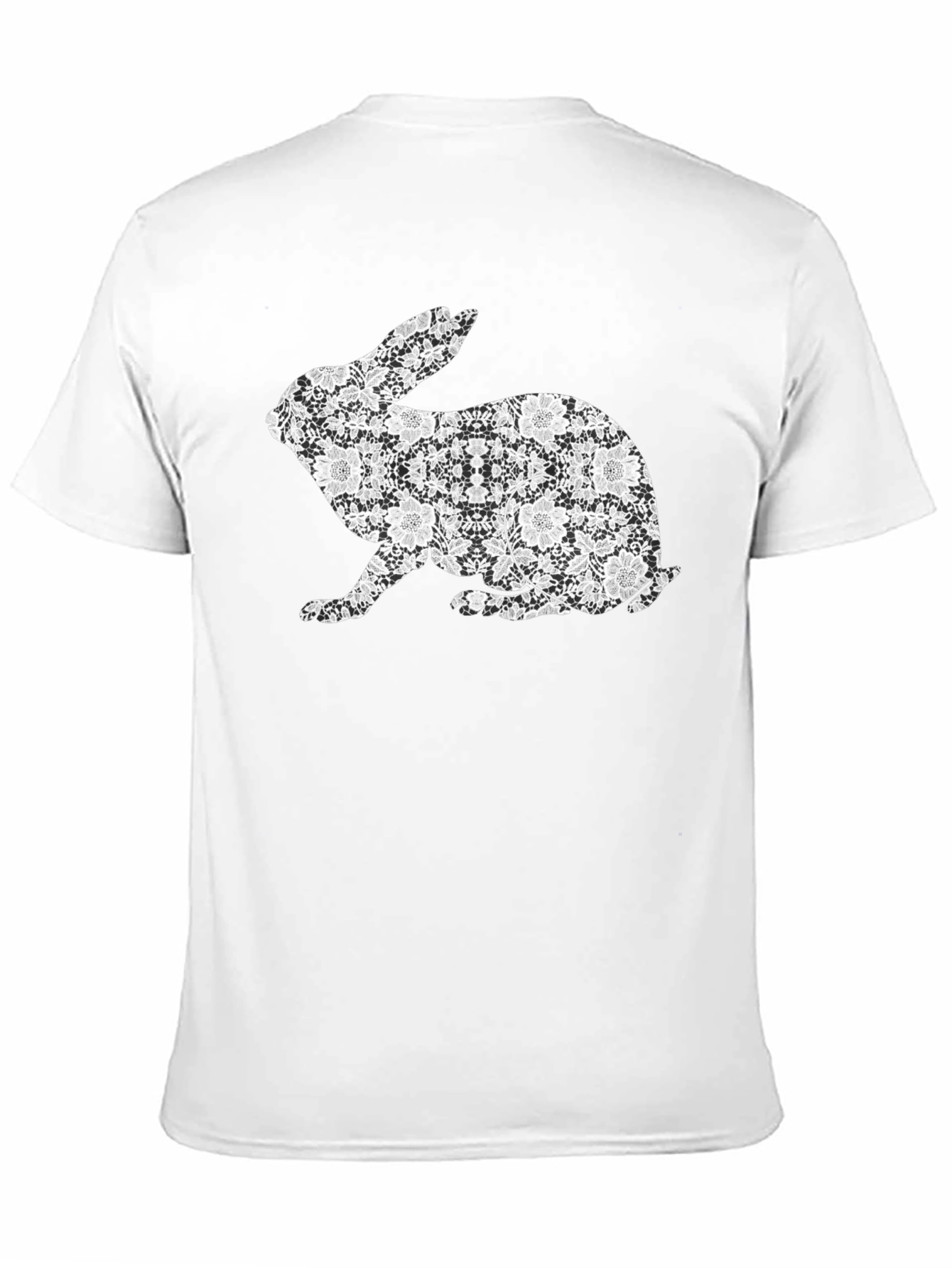 Black Floral Rabbit Graphic T-Shirt