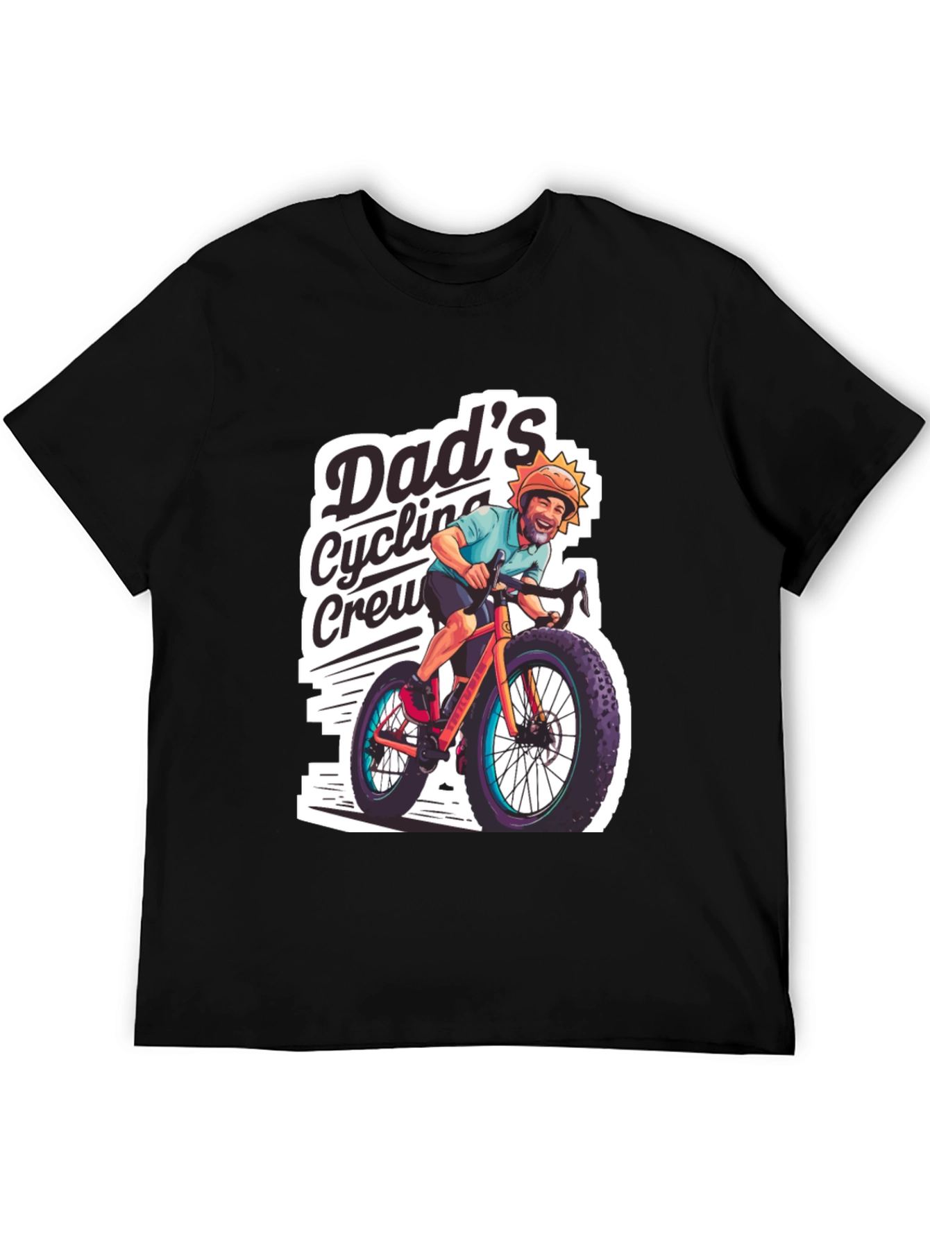 Dads Cycling Crew Black Graphic Tee