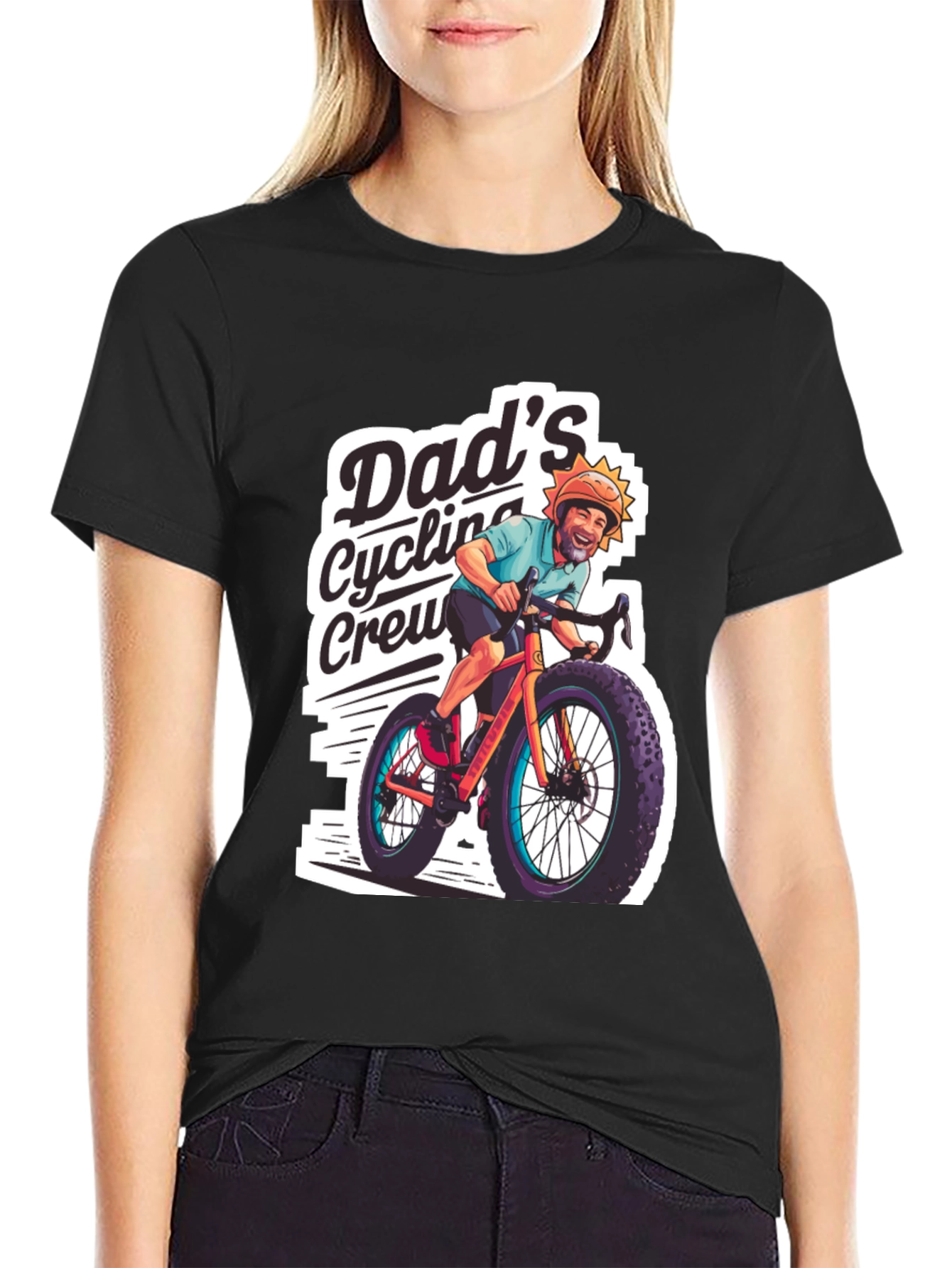 Dads Cycling Crew Black Graphic Tee