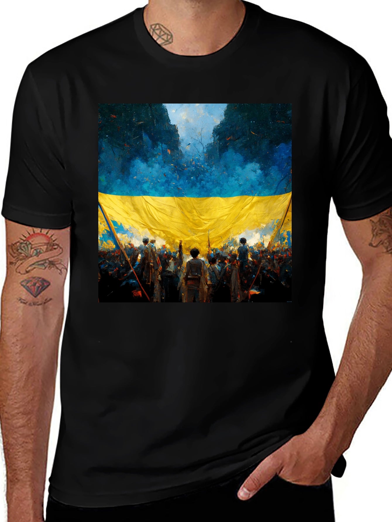 Ukraine Flag Art T-Shirt - Stand with Ukraine!