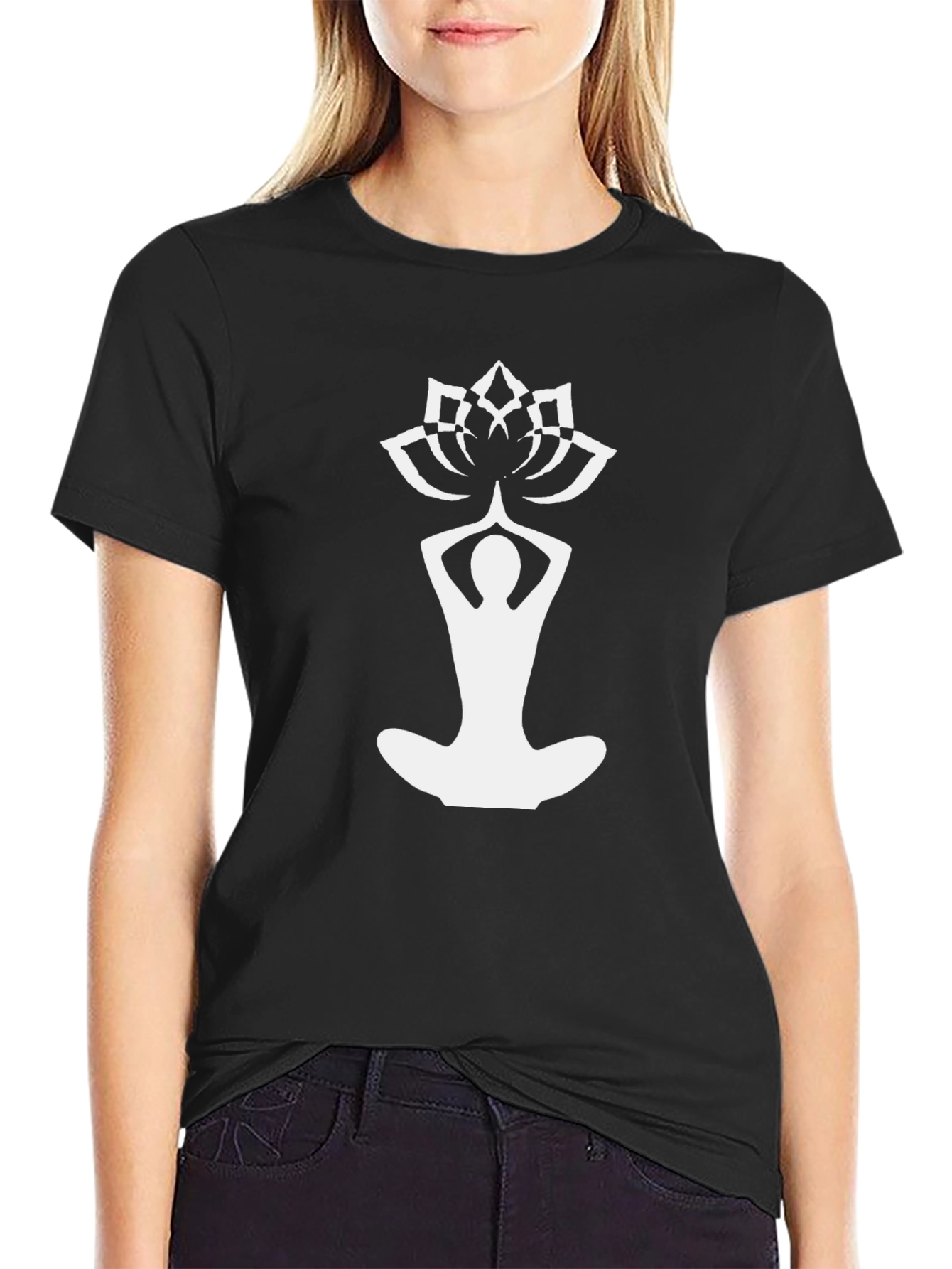 Yoga Lotus T-Shirt - Black Meditation Tee