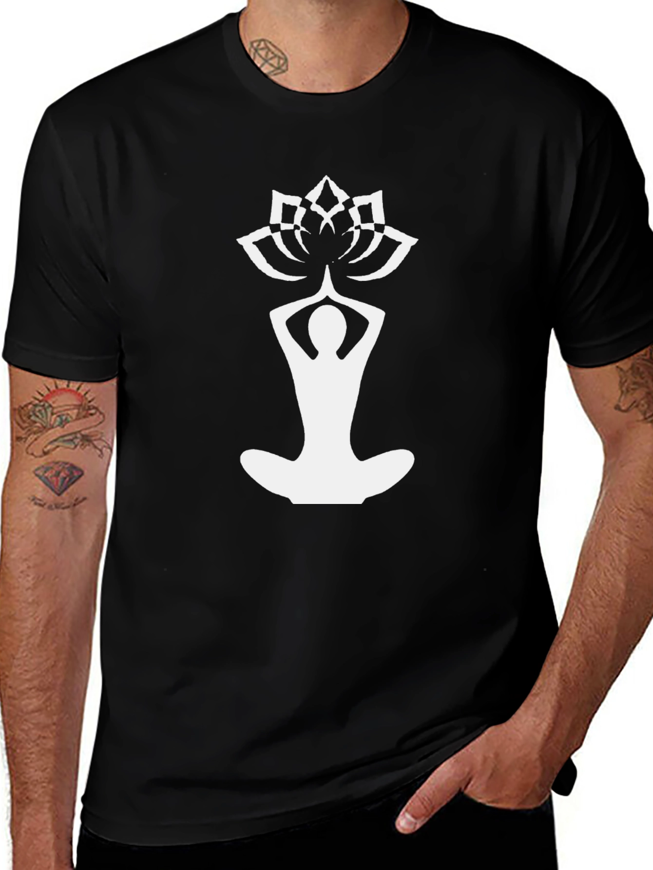 Yoga Lotus T-Shirt - Black Meditation Tee