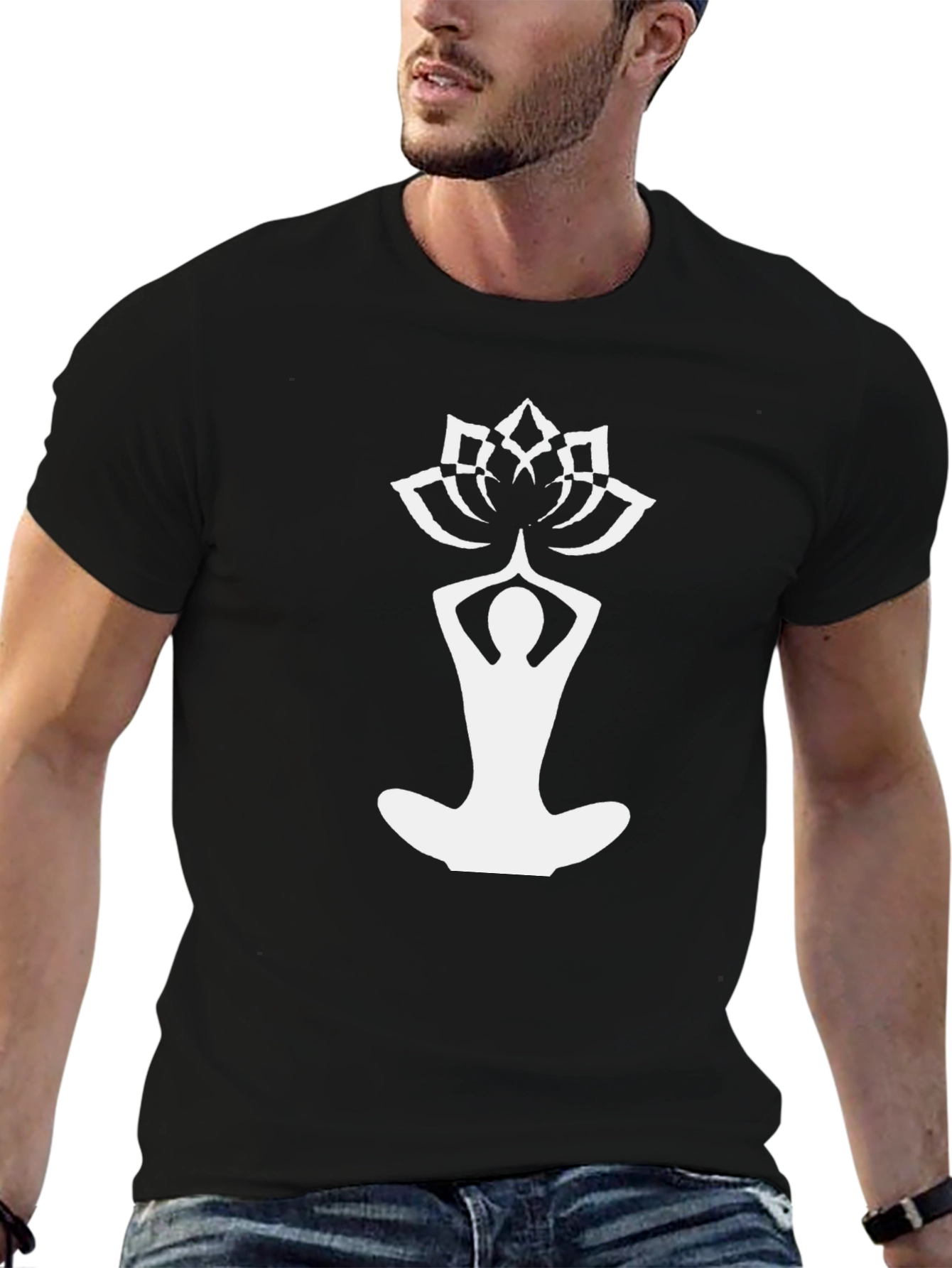 Yoga Lotus T-Shirt - Black Meditation Tee