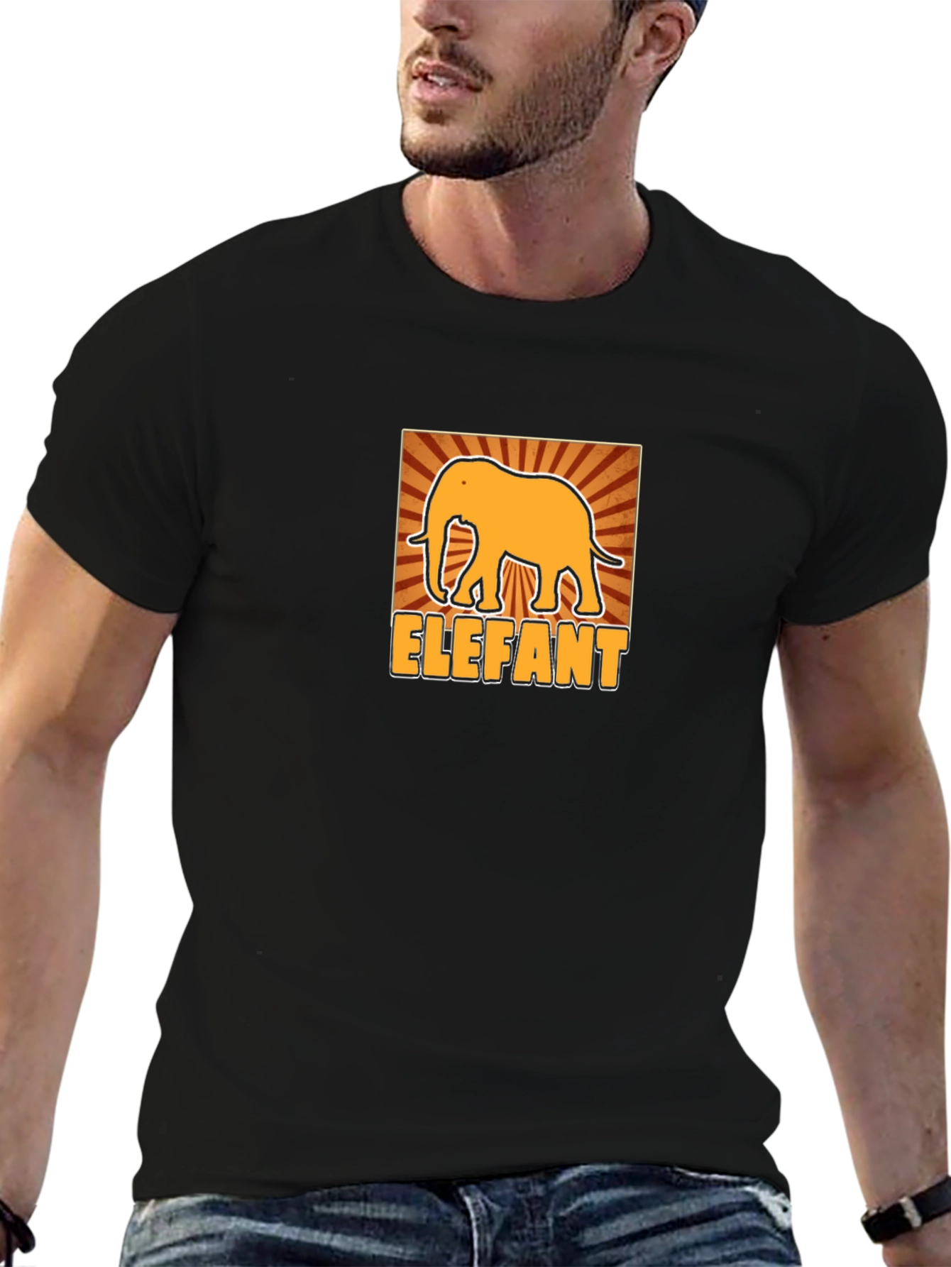 Elephant Graphic Tee - Stylish Mens Black T-Shirt