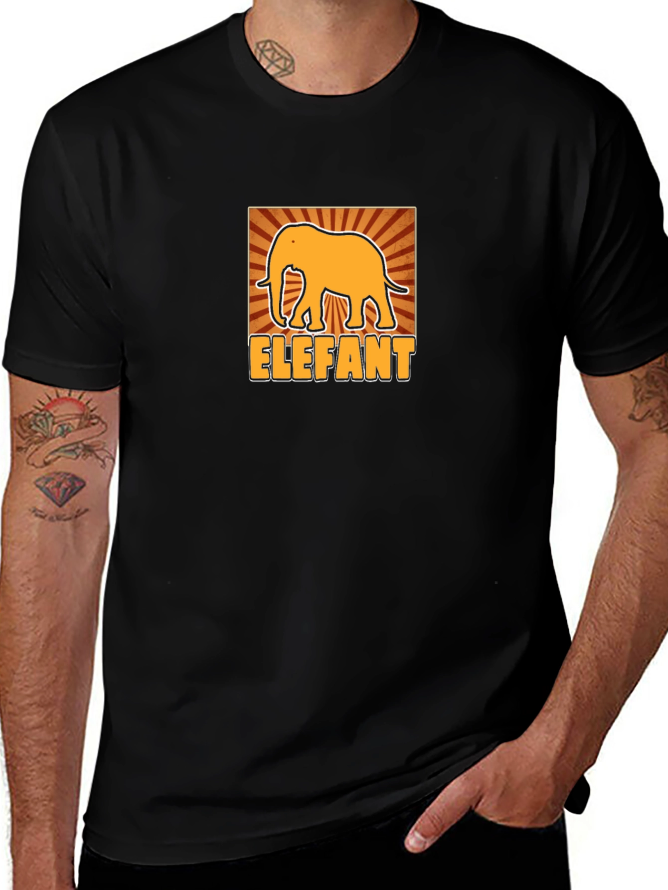 Elephant Graphic Tee - Stylish Mens Black T-Shirt