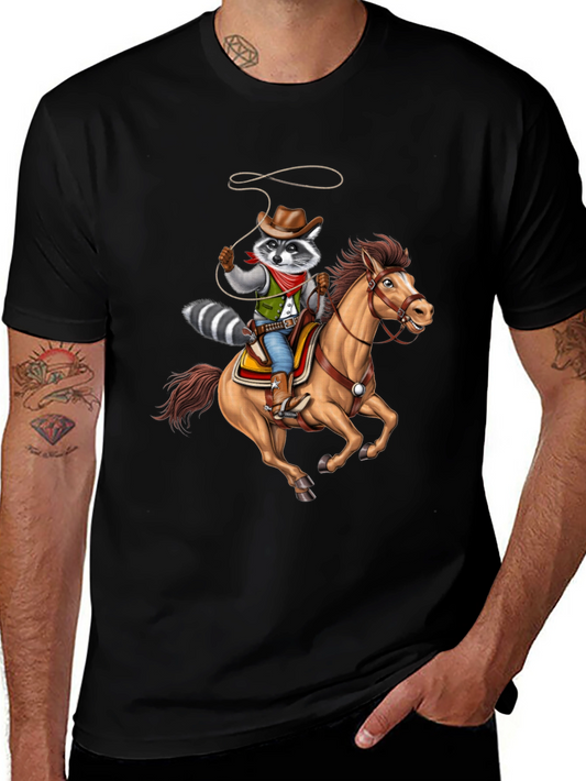 Cowboy Raccoon Graphic Tee - Western Humor T-Shirt